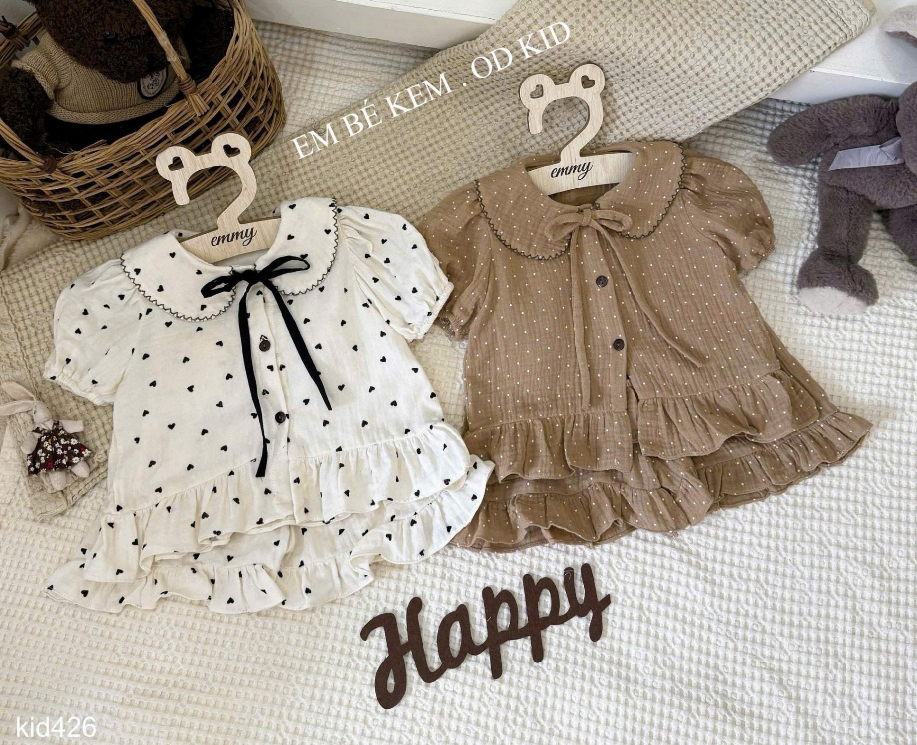 HCS Sét bộ cổ ren viền bèo cho bé lẻ sz 1 ( 8-10kg)