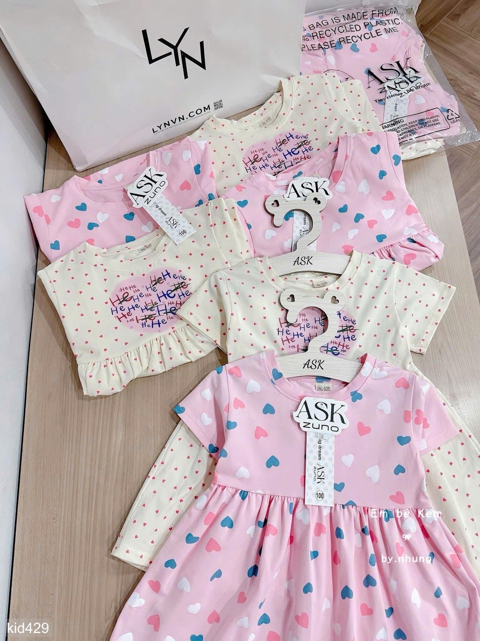 HCS Sét 2 váy cotton siêu mát họa tiết trái tim