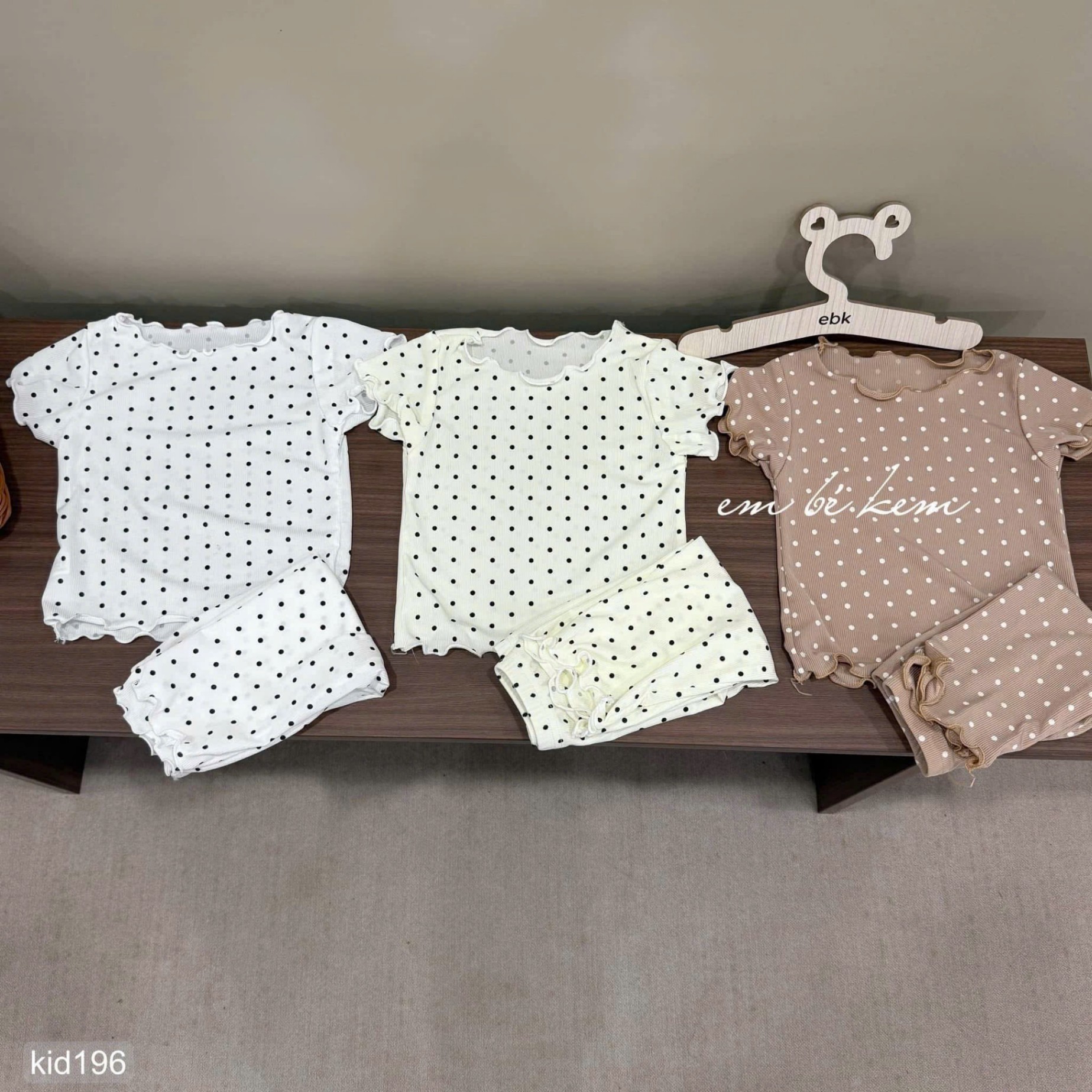 HCS Sét bộ mặc nhà họa tiết chấm bi cho bé