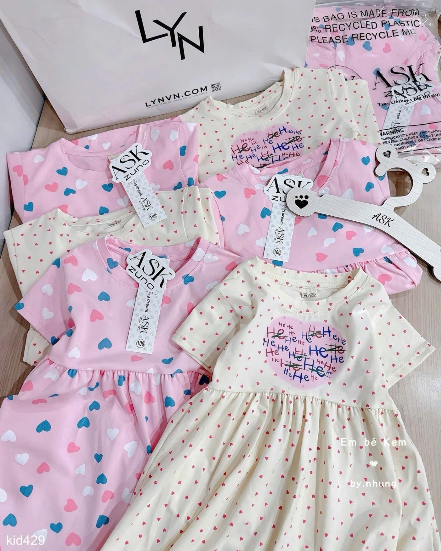 HCS Sét 2 váy cotton siêu mát họa tiết trái tim