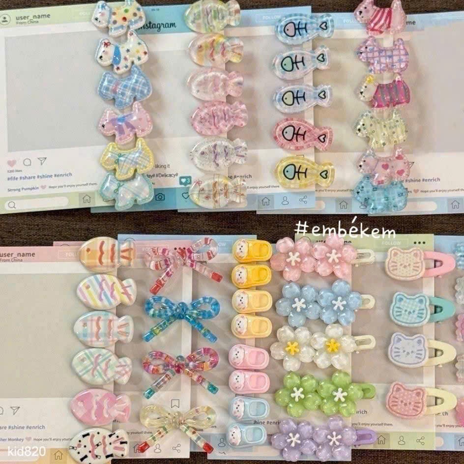 HCS Sét 50 chiếc kẹp tóc cute nhiều mẫu cho bé