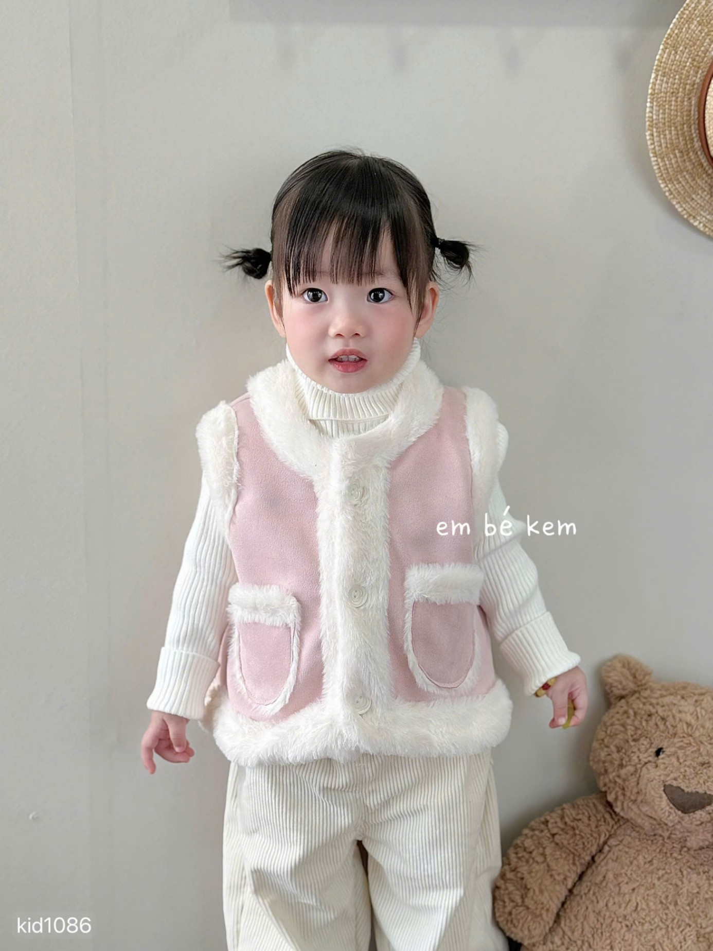 HCS (M25k.1086) Áo gile hồng lót lông mịn siêu ấm