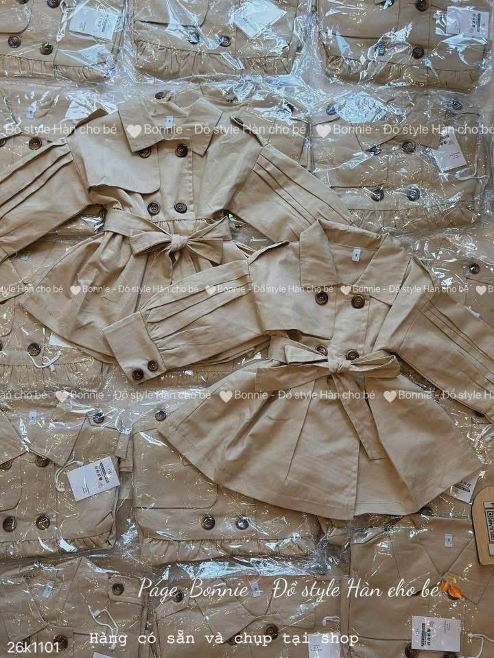 HCS(26K1101) Áo mangto kèm đai cho bé siêu xinh