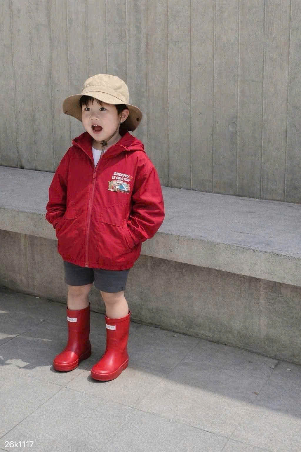 HCS(26K1117) Áo khoác gió 2 màu đỏ đen hình siêu cute - ĐỎ - 110