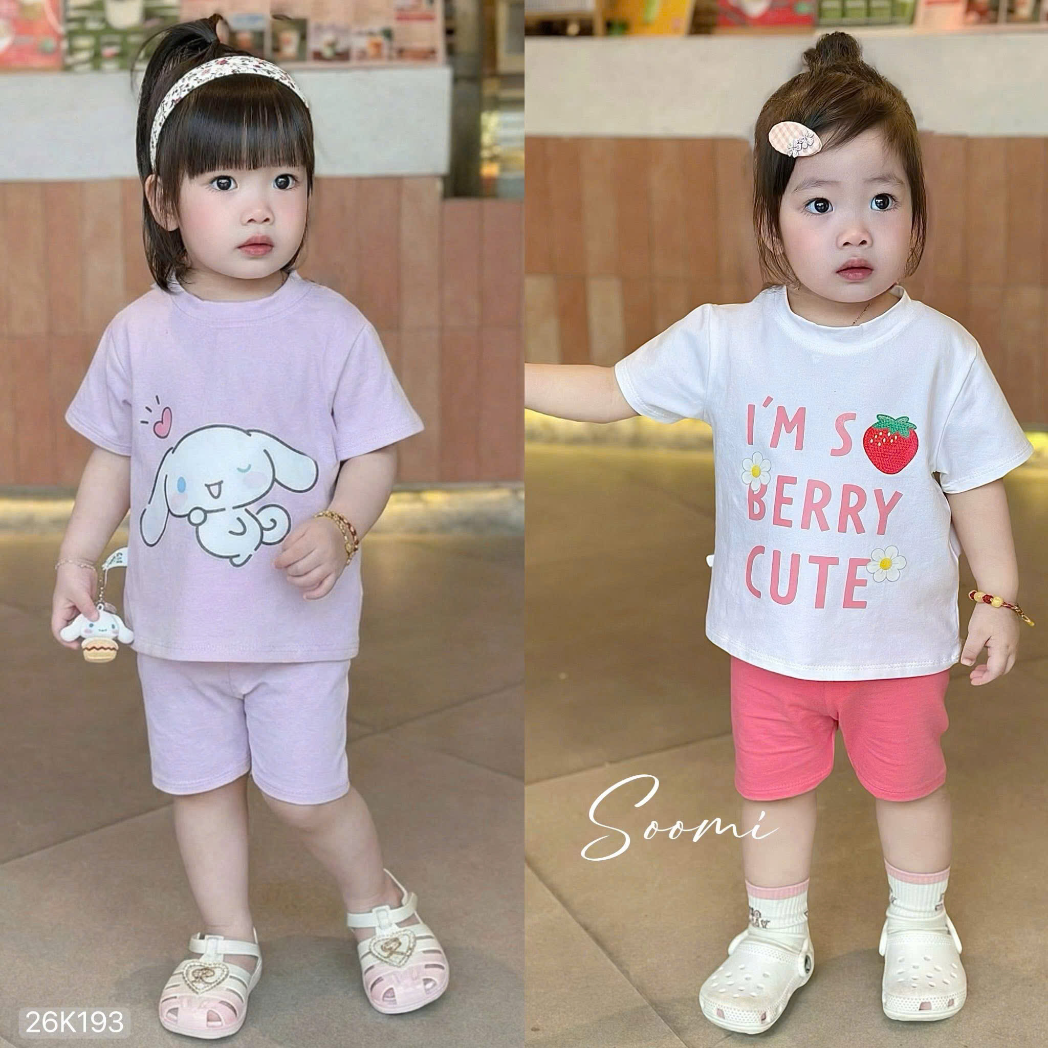 HCS (26K193) Set 2 bộ cho bé gái tone hồng tím cho bé siêu xinh