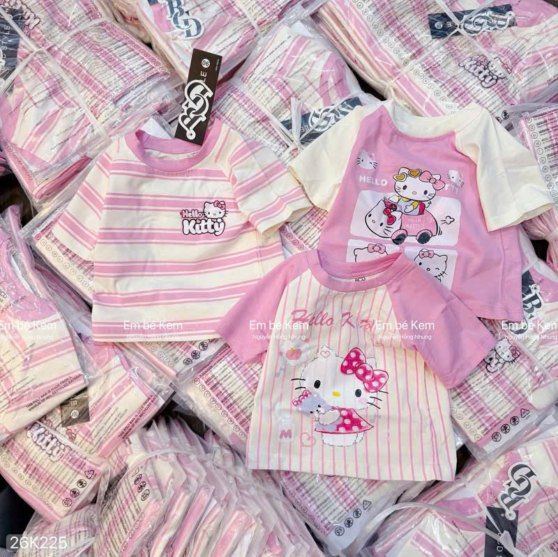 HCS (26K225) Set 3 áo hello kitty tone hồng cho bé gái siêu cute