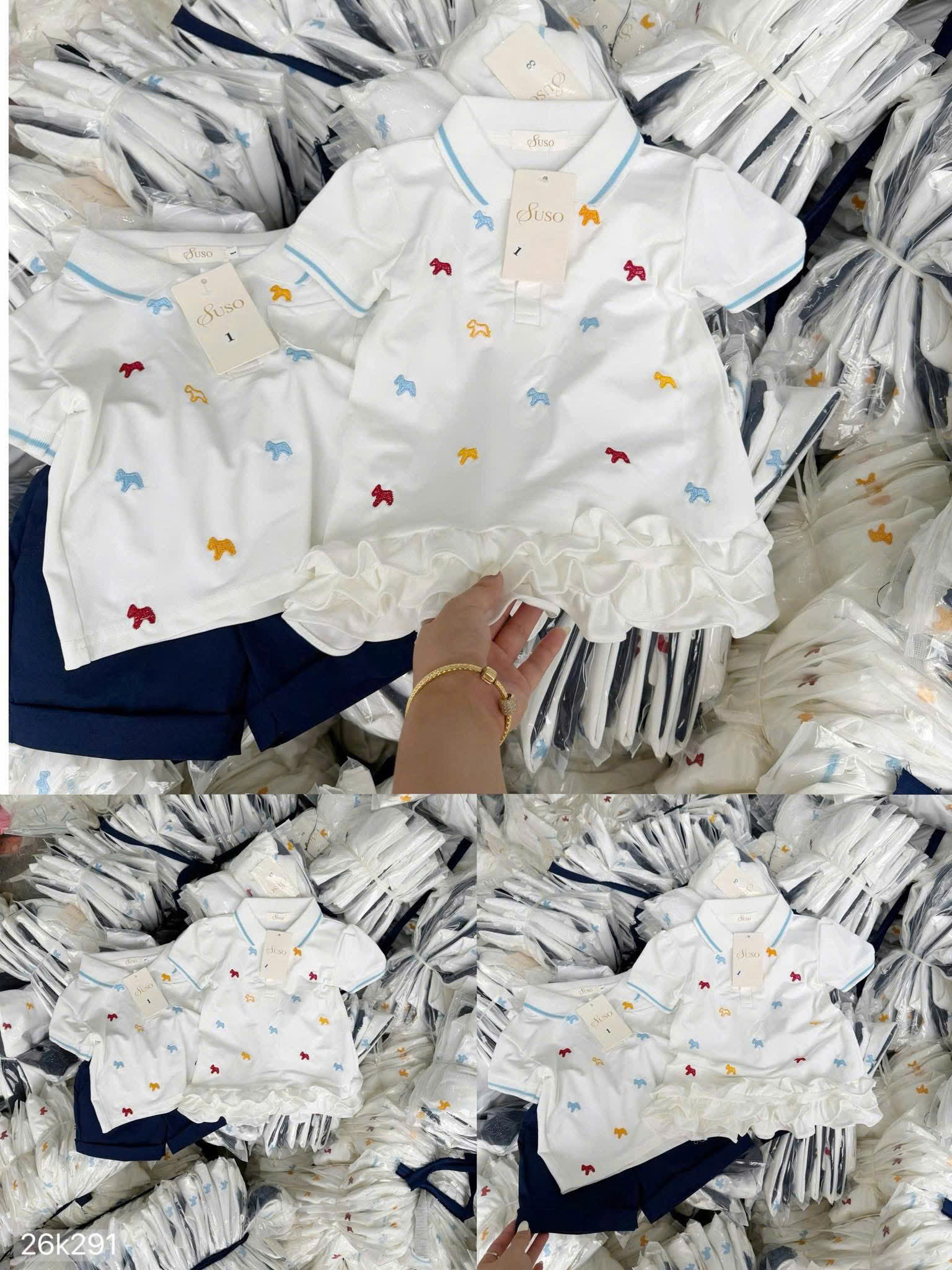 HCS (26K291) Set polo thêu ngựa sắc màu cho bé trai bé gái