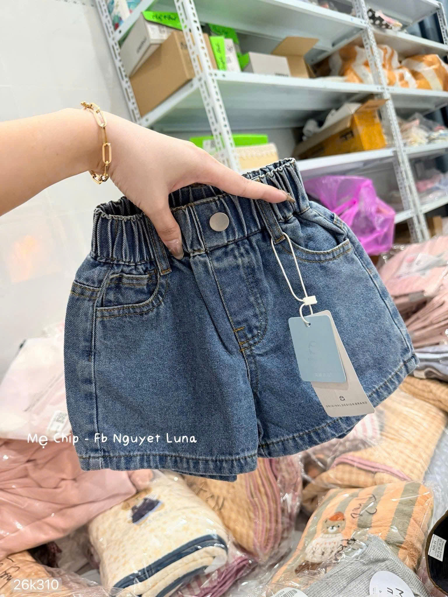 HCS (26K310) Quân short jean xanh cạp chun chuẩn hãng AMBB cho bé (90-130) - 100 (14/16)