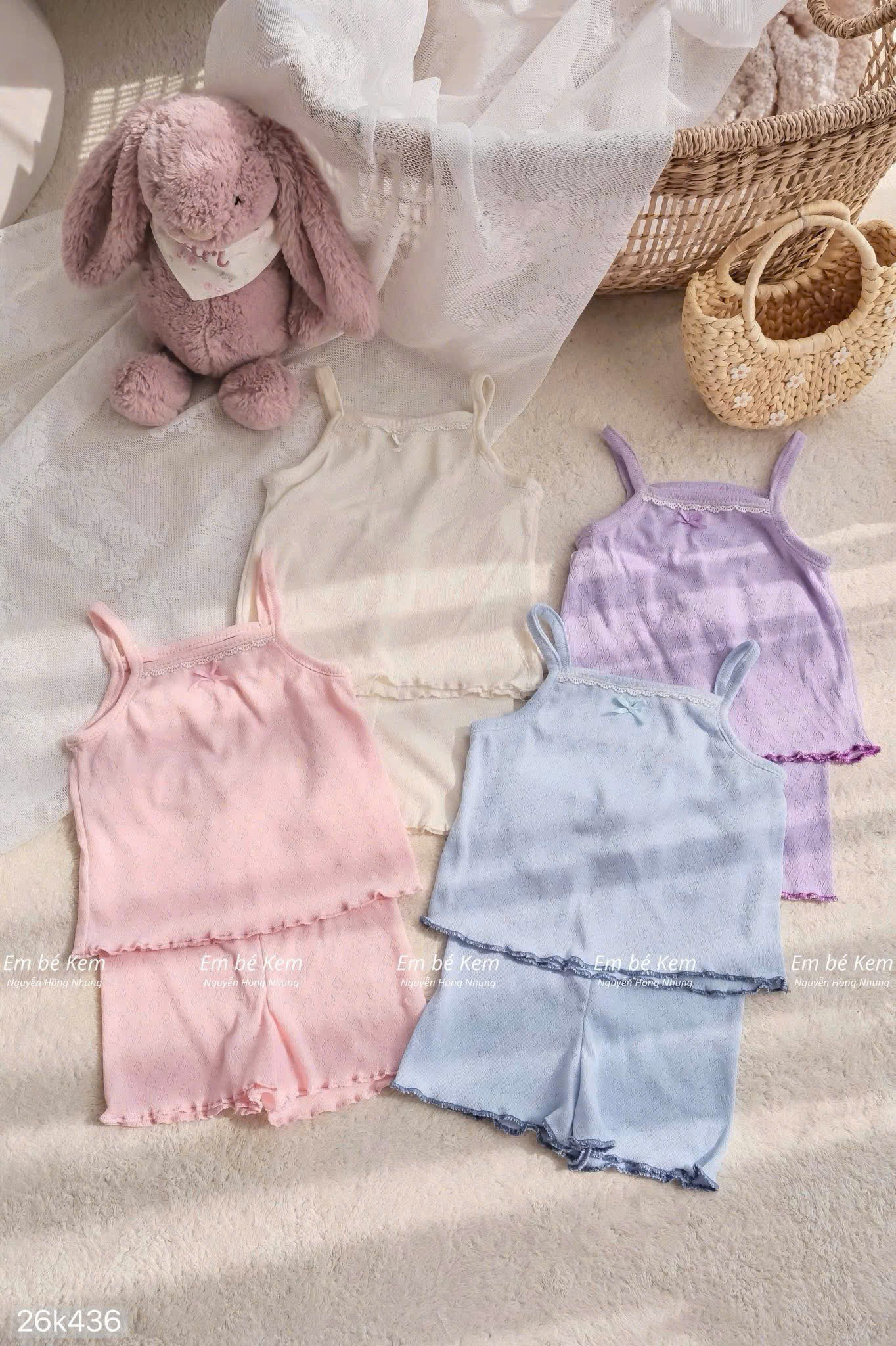 HCS (26K436) Set bộ thông hơi vải mềm hai dây siêu mát cho bé