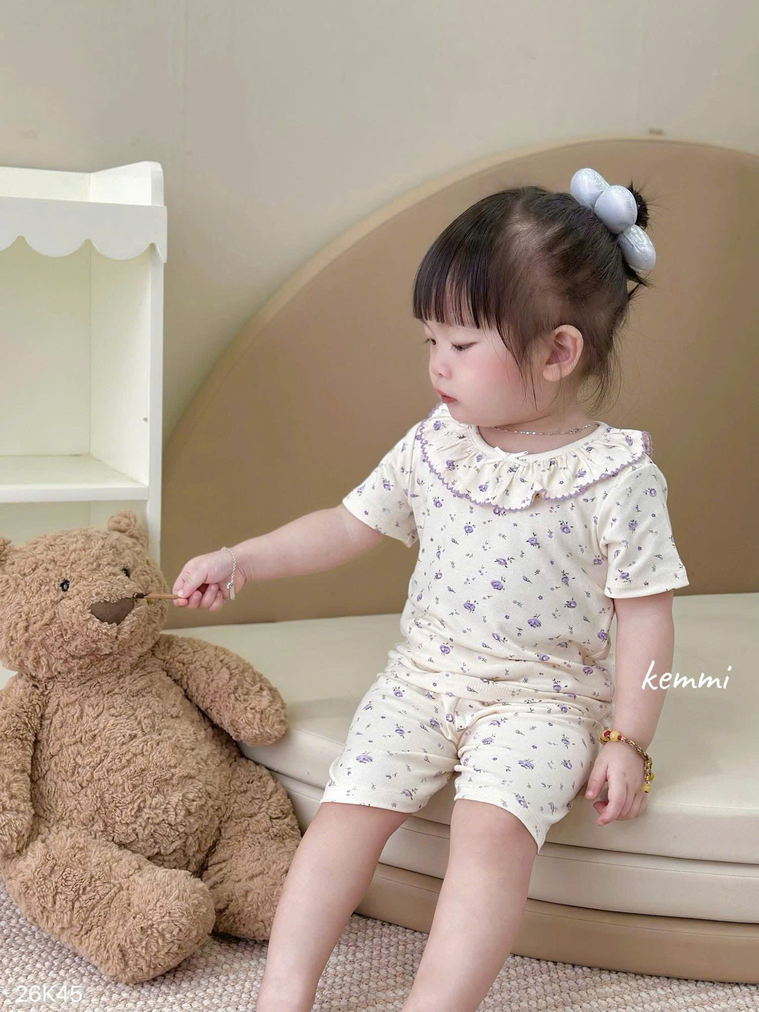 HCS(26K45) Set bộ cộc tay cổ viền bèo 4 mẫu cho bé (0-6_Lẻ 89k)