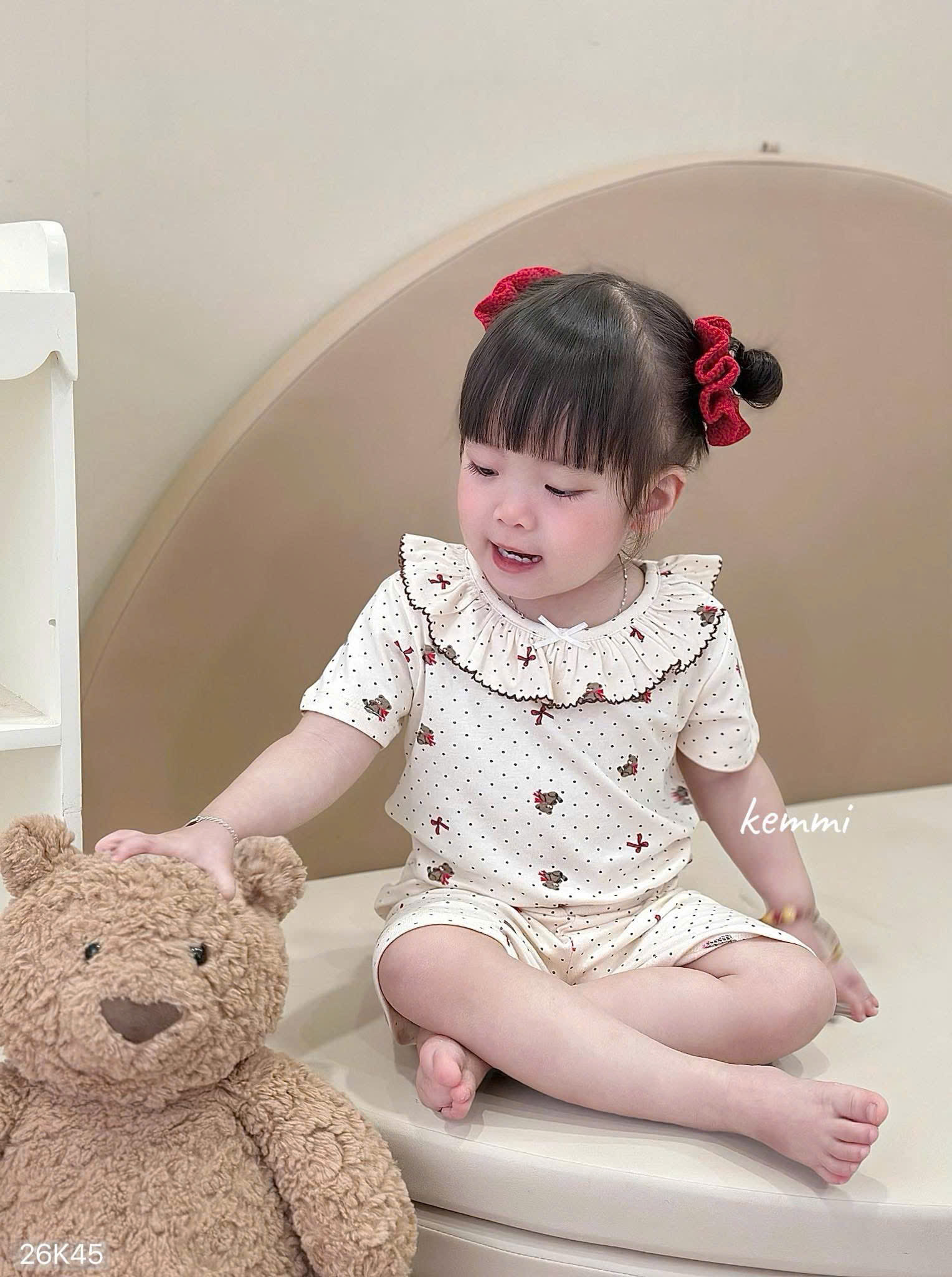 HCS(26K45) Set bộ cộc tay cổ viền bèo 4 mẫu cho bé (0-6_Lẻ 89k)