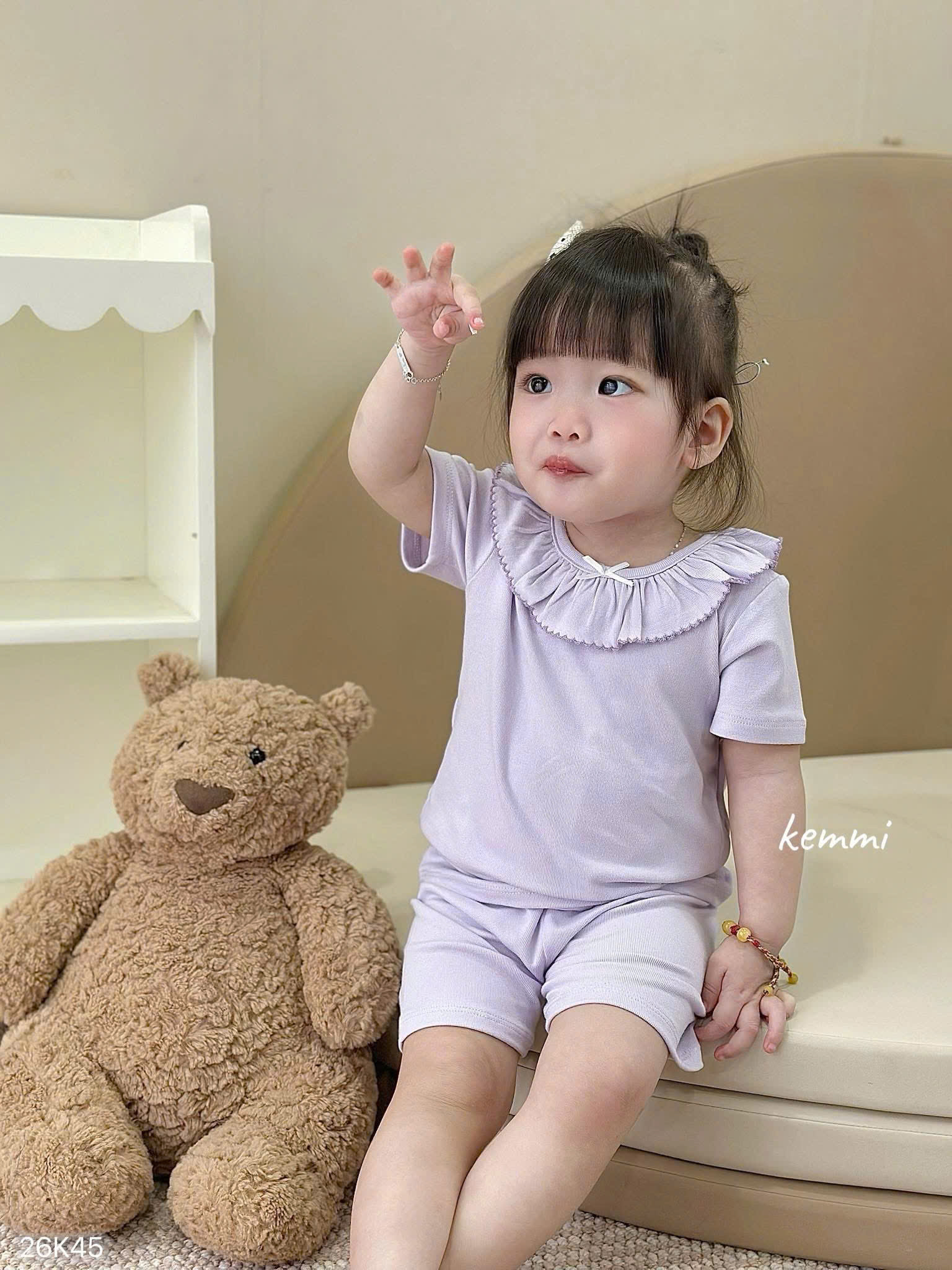 HCS(26K45) Set bộ cộc tay cổ viền bèo 4 mẫu cho bé (0-6_Lẻ 89k)