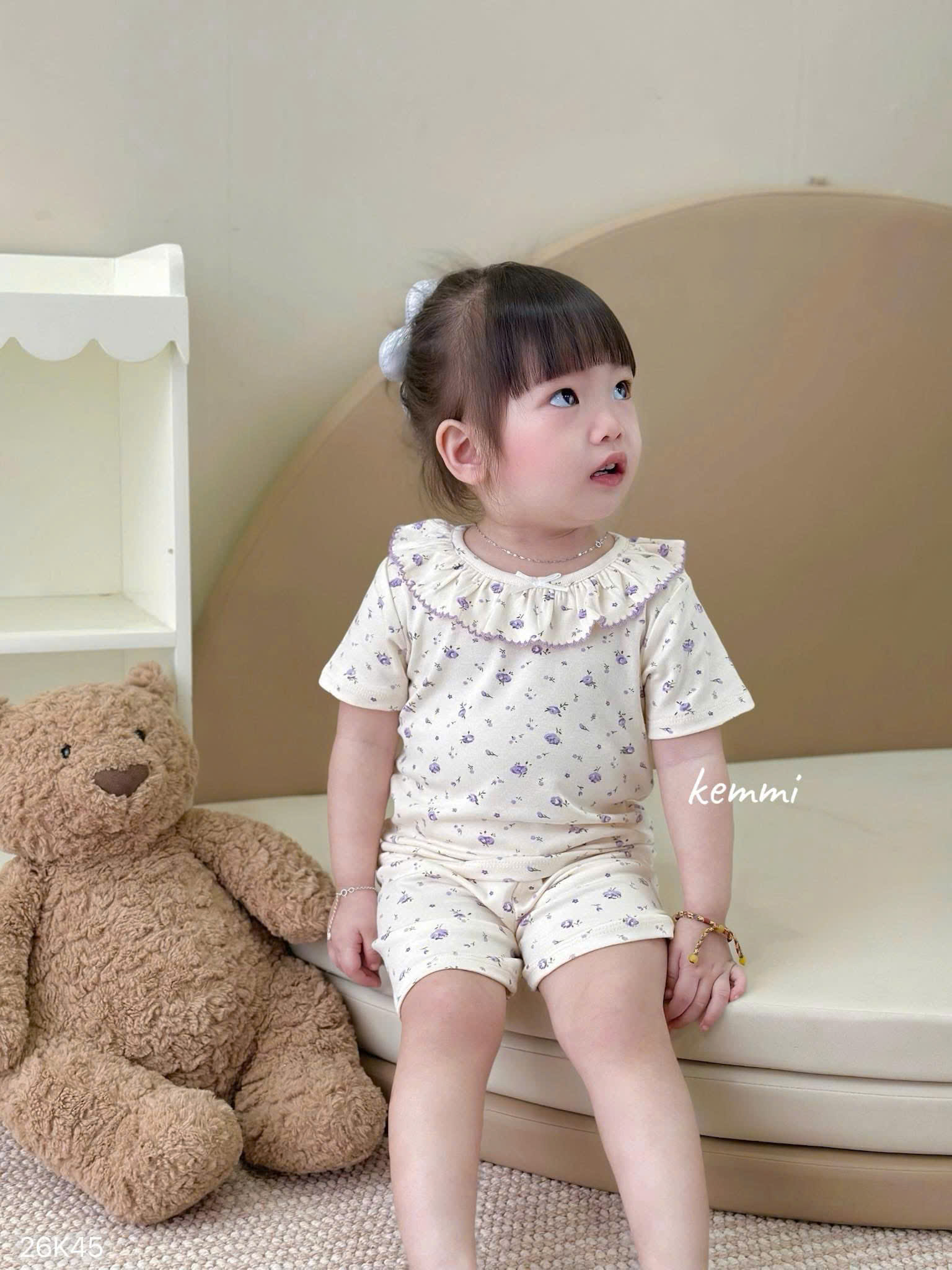 HCS(26K45) Set bộ cộc tay cổ viền bèo 4 mẫu cho bé (0-6_Lẻ 89k)