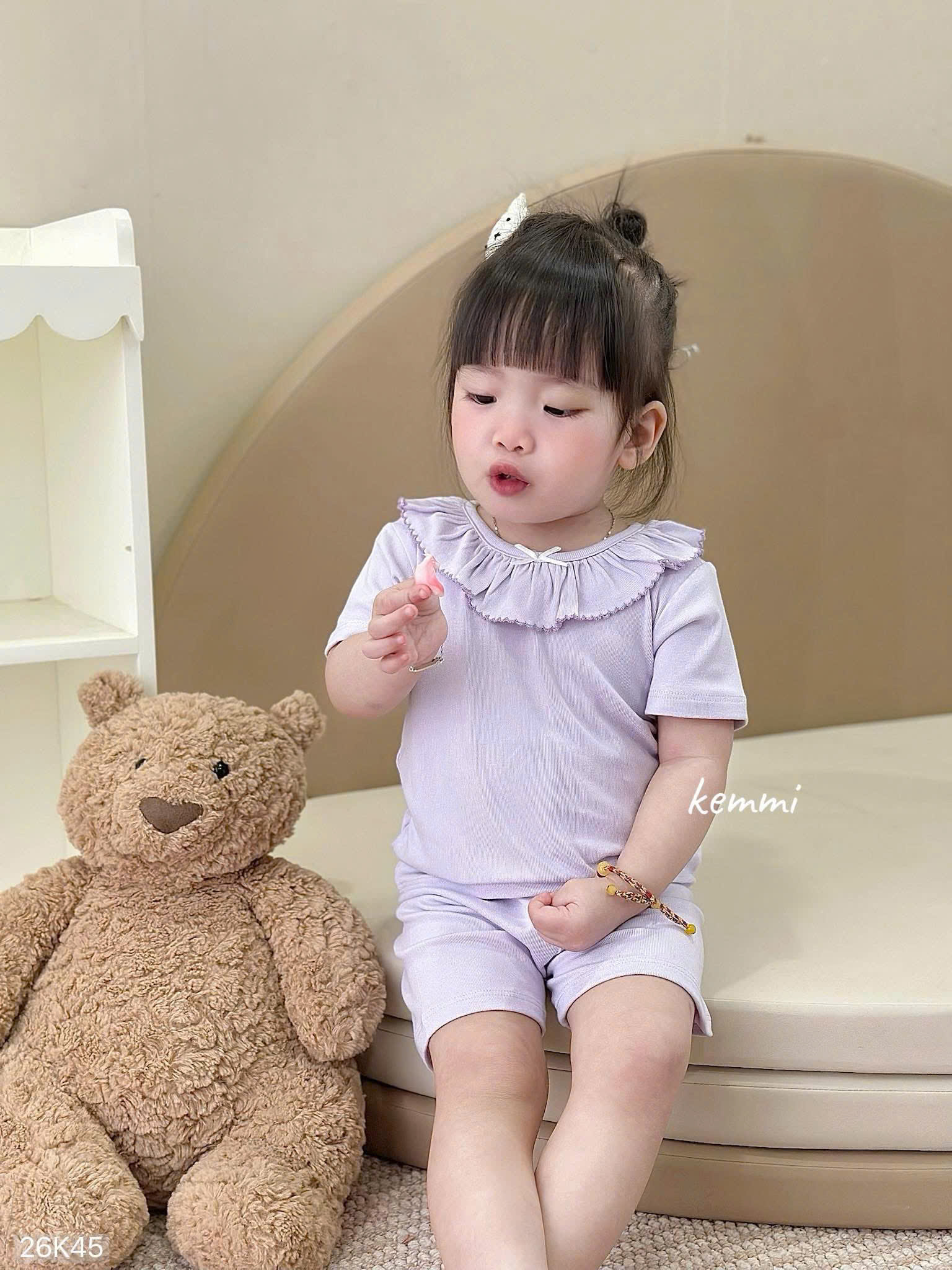 HCS(26K45) Set bộ cộc tay cổ viền bèo 4 mẫu cho bé (0-6_Lẻ 89k)