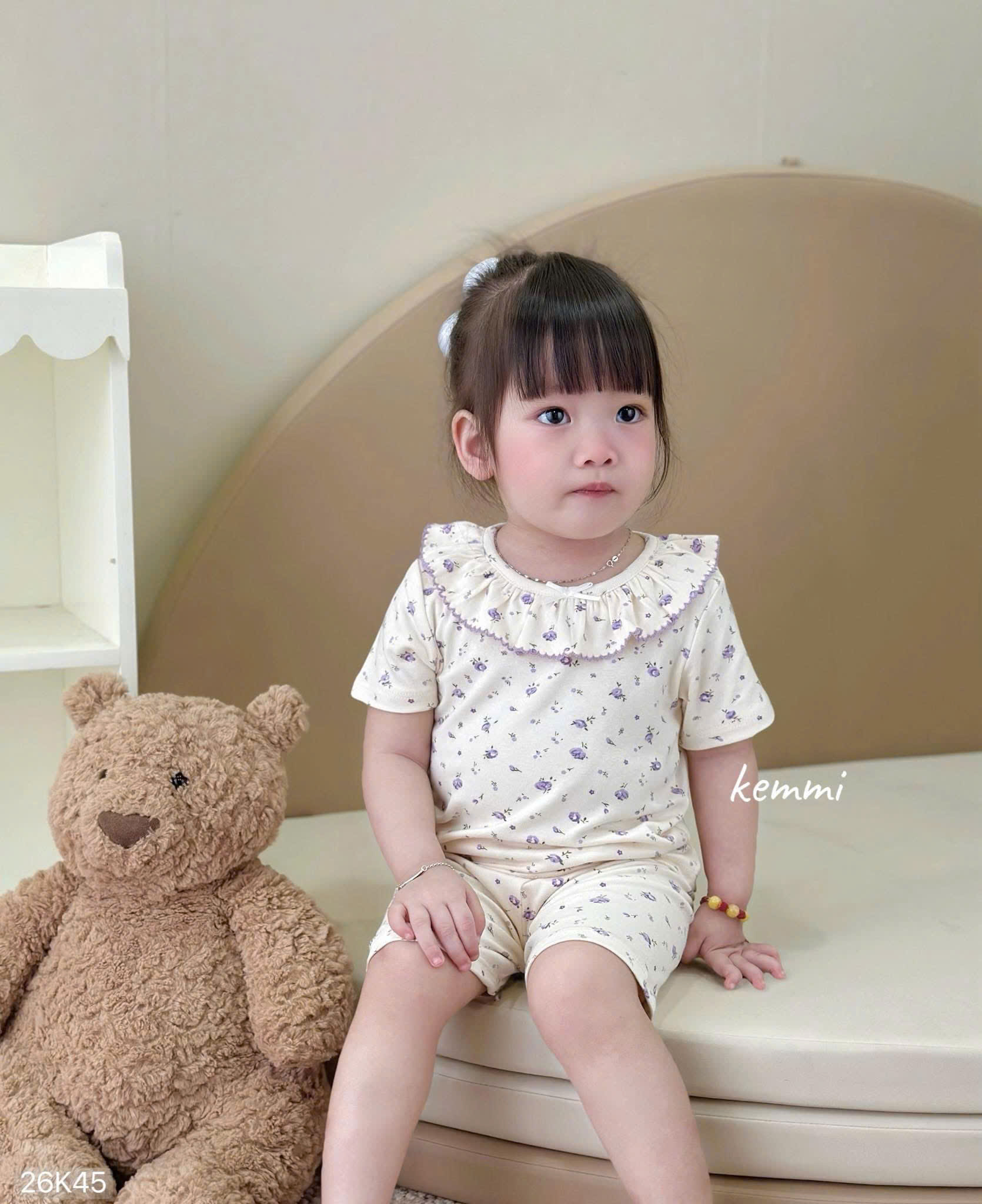 HCS(26K45) Set bộ cộc tay cổ viền bèo 4 mẫu cho bé (0-6_Lẻ 89k)