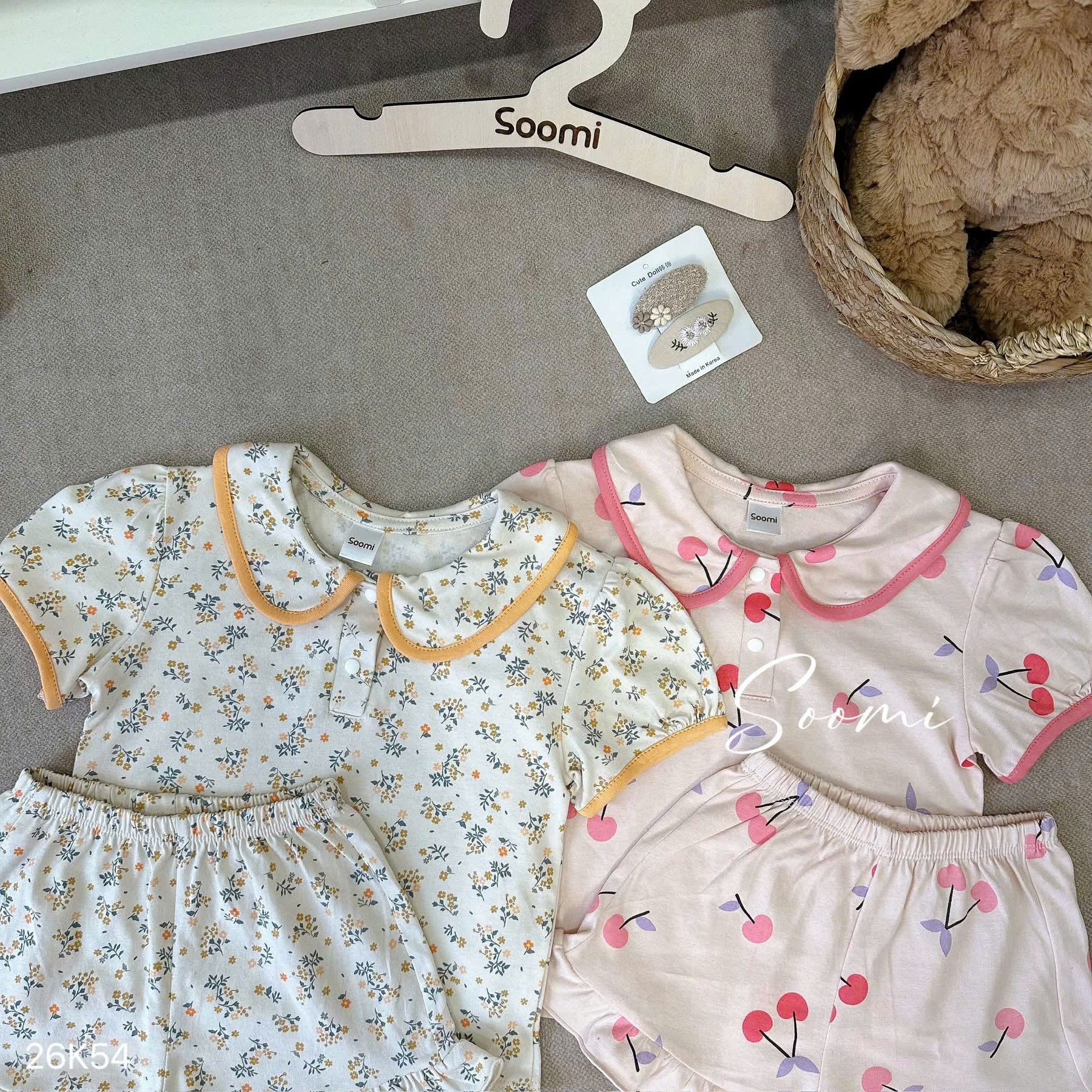 HCS(26K54) Set 2 bộ mặc nhà quần phối bèo áo phối viền màu cho bé