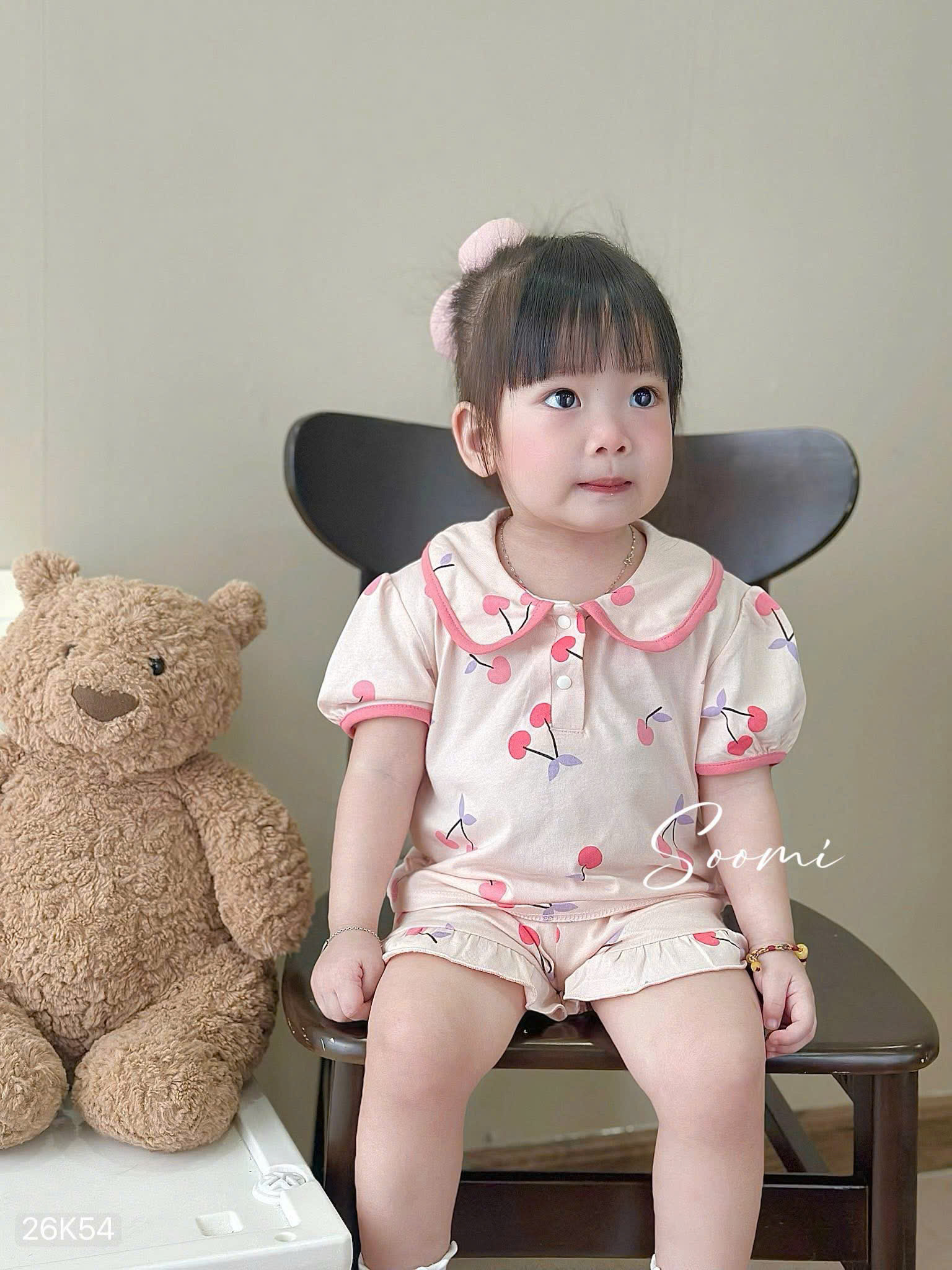 HCS(26K54) Set 2 bộ mặc nhà quần phối bèo áo phối viền màu cho bé