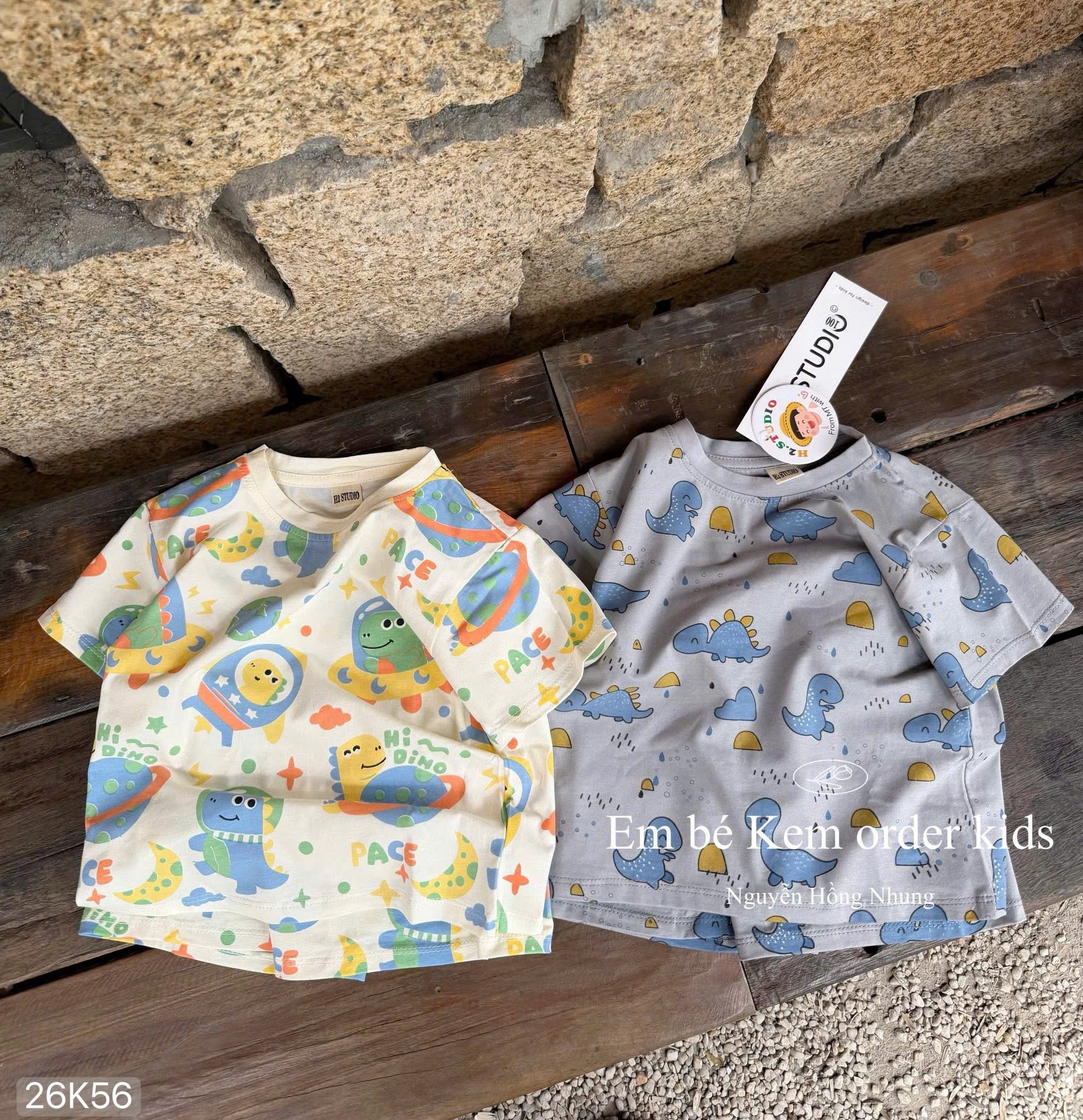 HCS (26K56) Combo 2 bộ khủng long siêu cute cho bé trai