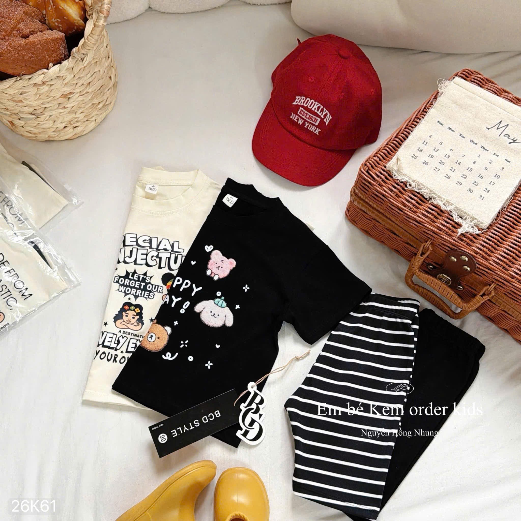 HCS (26K61) Combo 2b đen be bé gái in hình siêu cute.