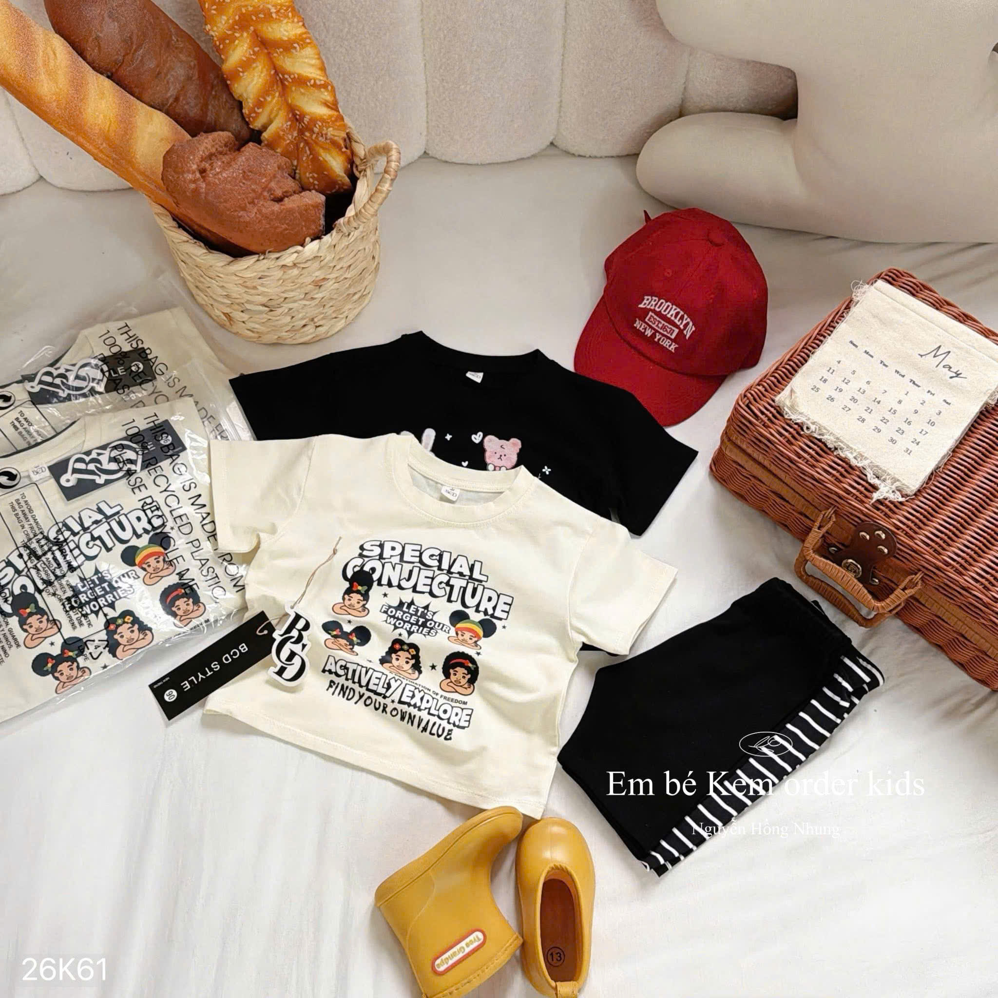 HCS (26K61) Combo 2b đen be bé gái in hình siêu cute