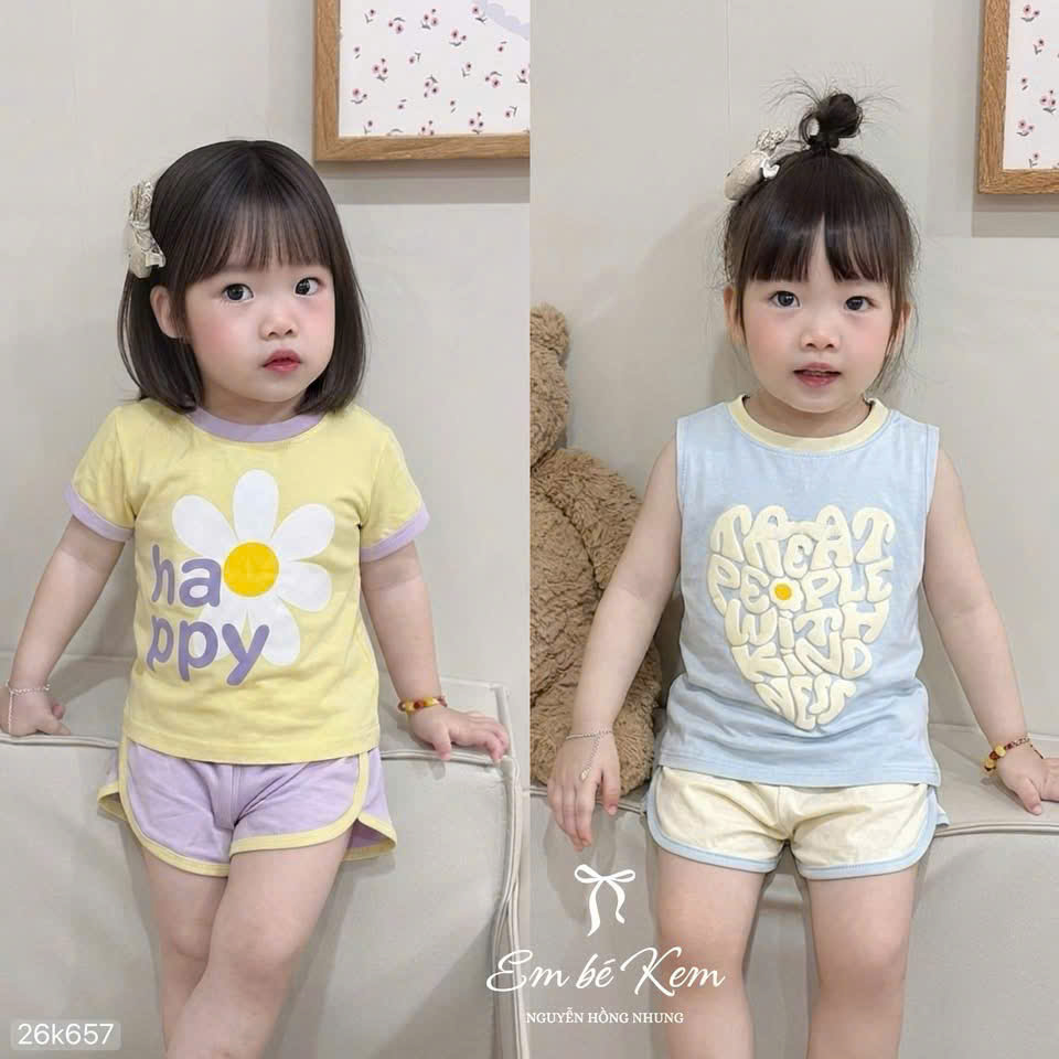 HCS (26K657) Sét 2 bộ cộc nhiều mẫu lựa chọn cho bé - Sét xanh tím - 110 (11-14KG)