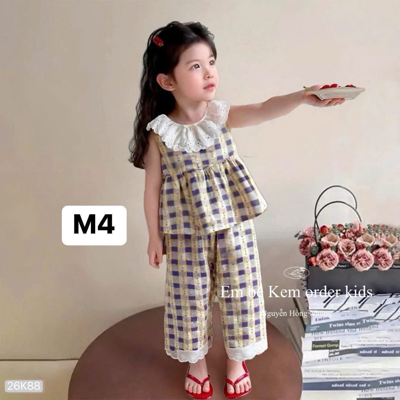 HCS (26K88) Set bộ sát nách cổ bèo quần phối ren nhiều mẫu cho bé