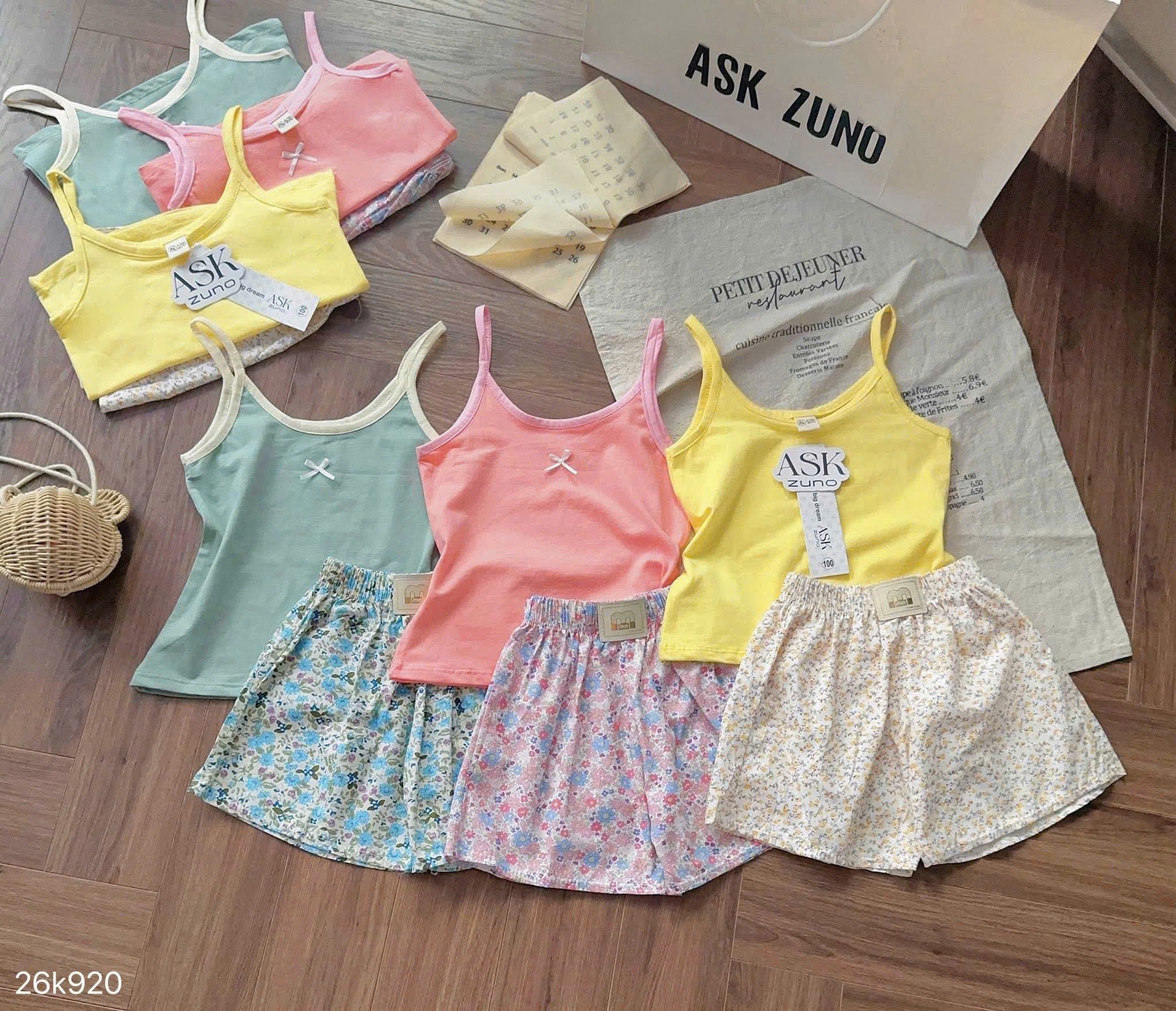 HCS(26K920) Set 3b áo hai dây quần hoa cho bé siêu xinh - 90