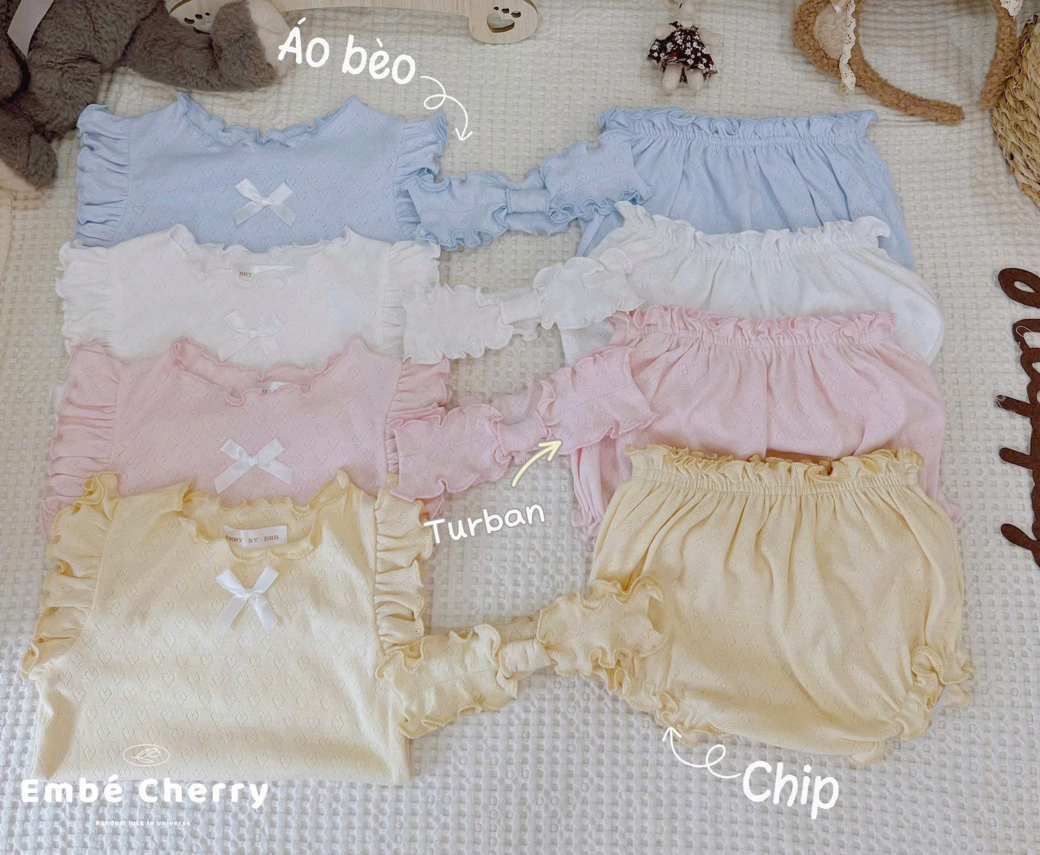 HCS (26k002) Sét bộ viền bèo nhúm cho bé siêu yêu