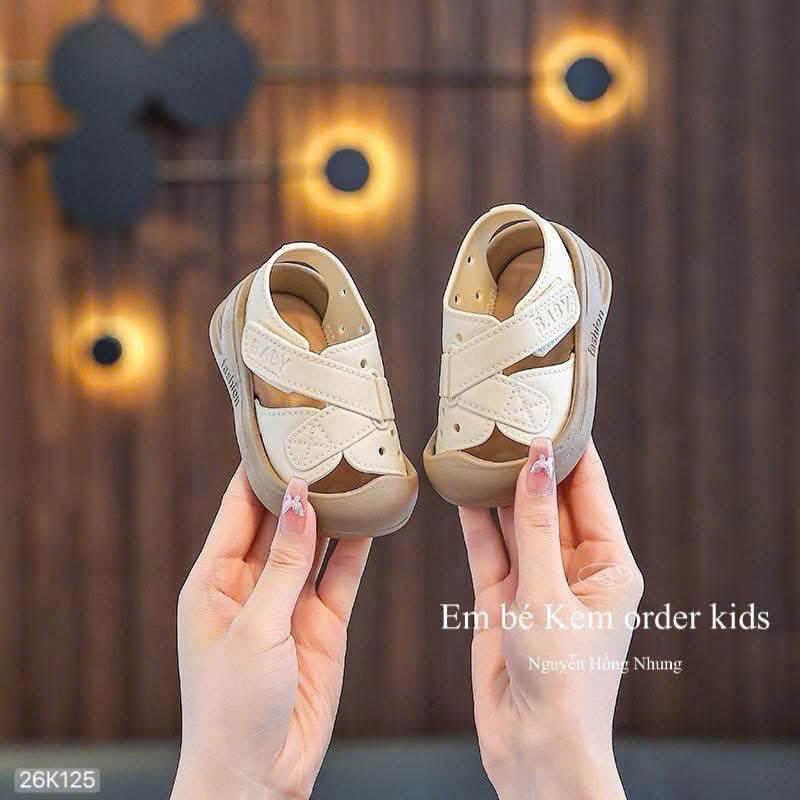 HCS (26k125) Sandan fashion vạt ngang quai dán chữ baby cho bé - be - 27 (DƯỚI 15,5CM )