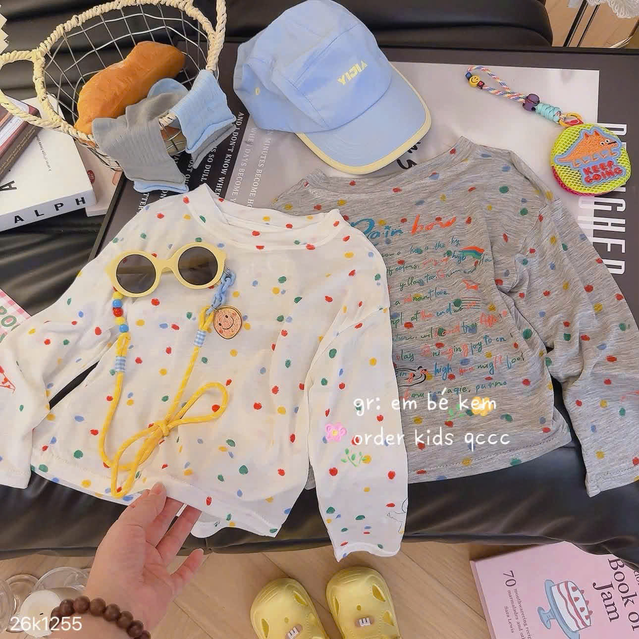 HCS(26k1255) Áo cotton giấy cho bé 2 màu siêu xinh