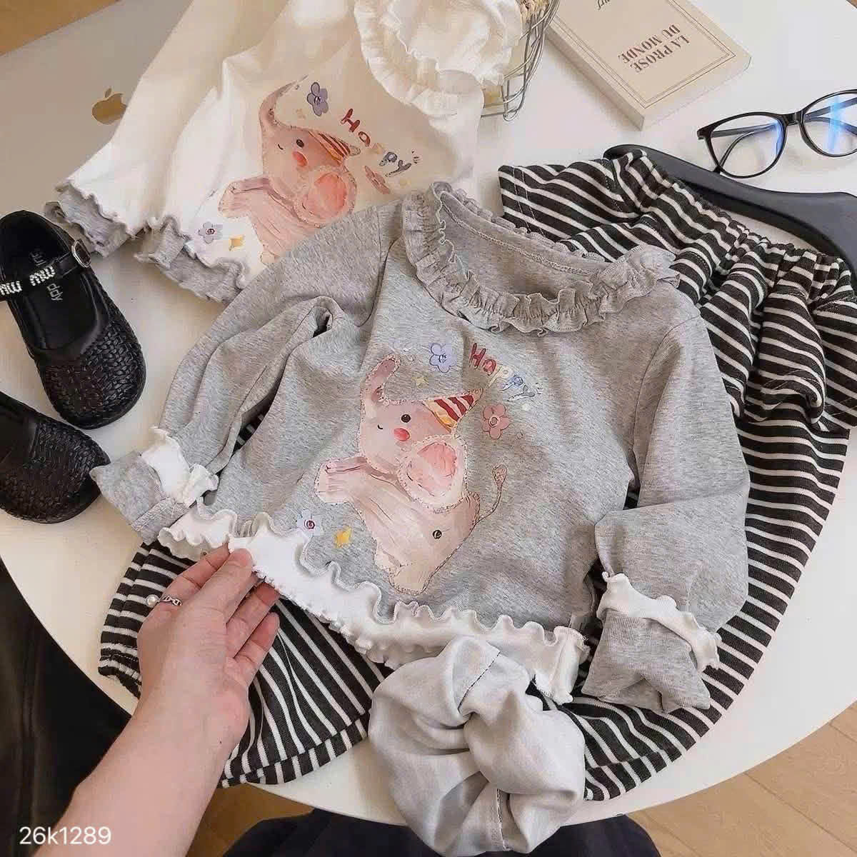 HCS(26k1289) lẻ áo giữ nhiệt cổ xoăn hình chú voi siêu xinh