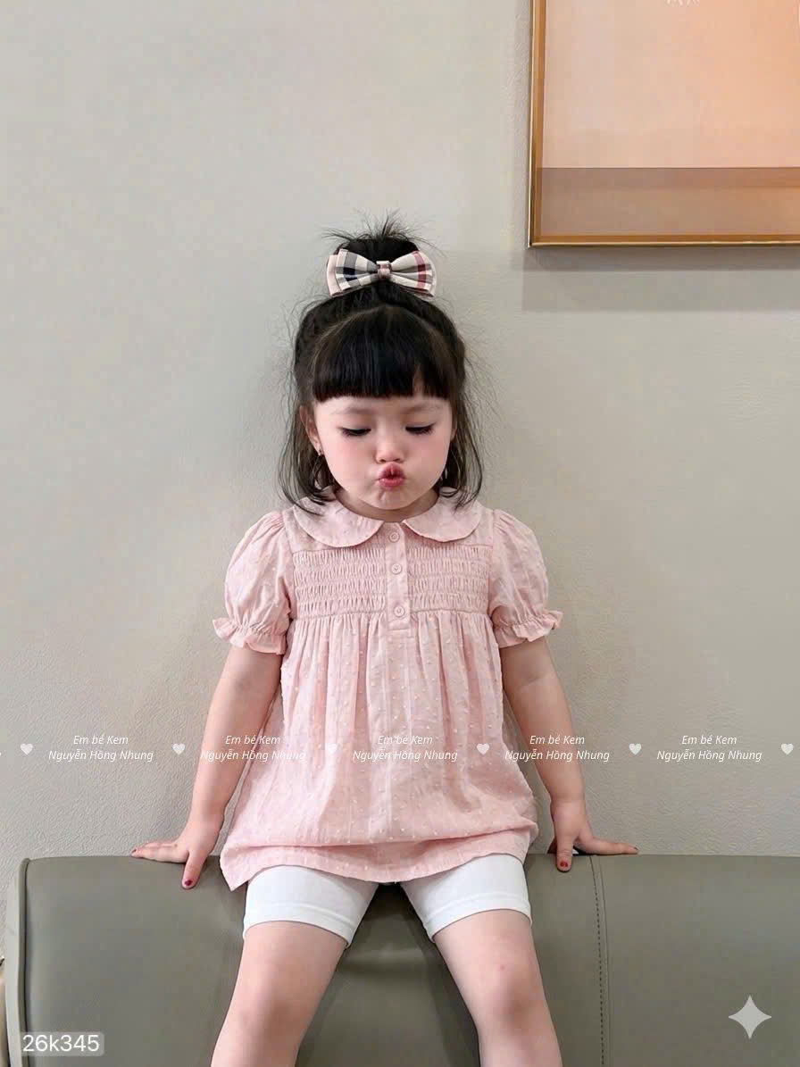 HCS (26k345) Sét áo hồng cổ sen kèm leging trắng