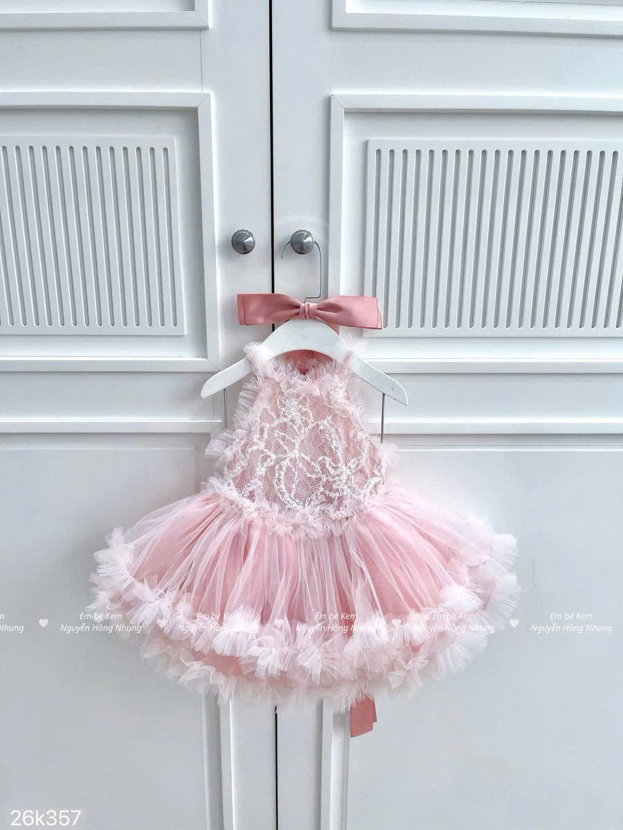HCS (26k357) Váy công chúa tone hồng ngọt ngào siêu bồng bềnh - sz 3 (12-14KG)