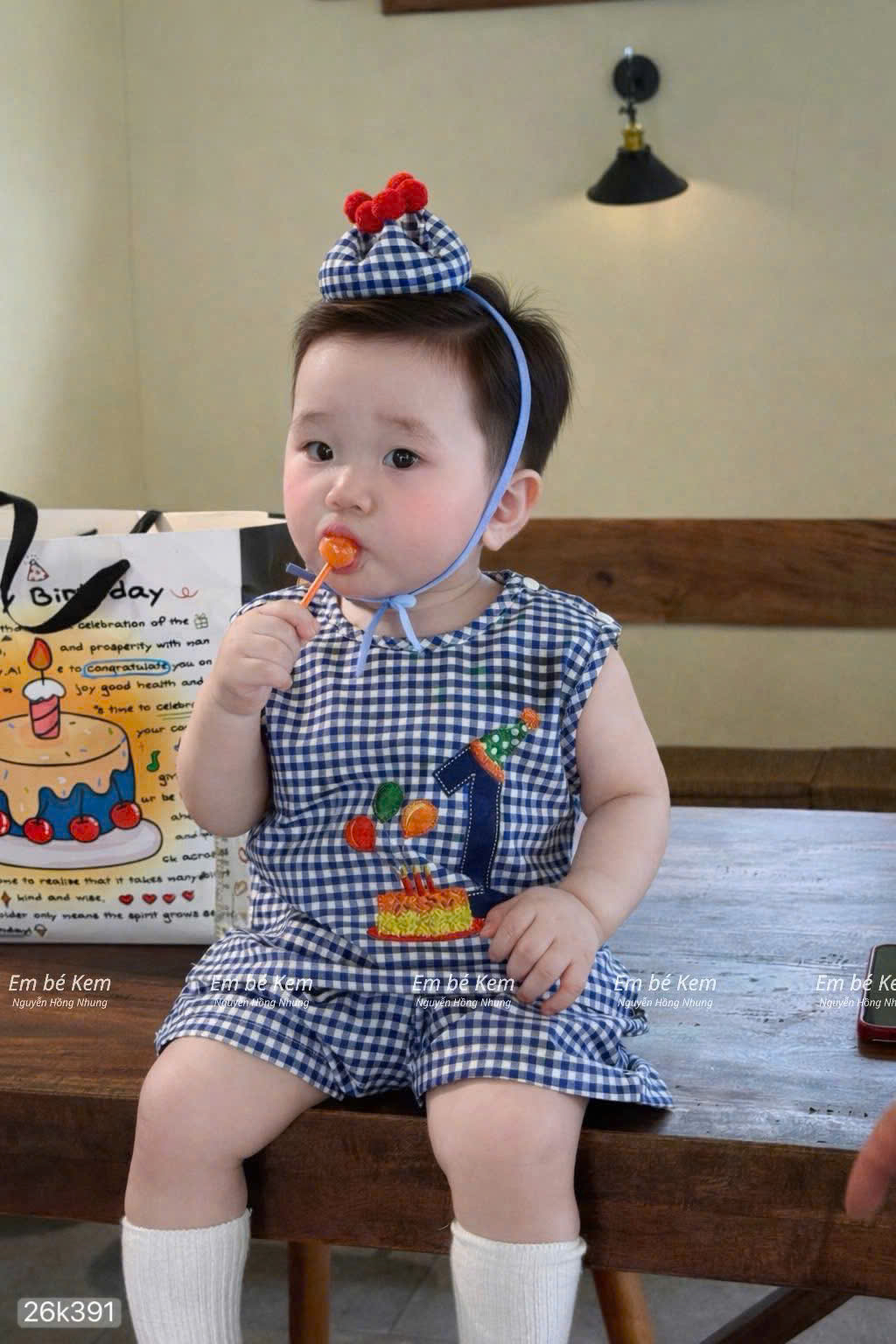 HCS (26k391) Áo Sinh nhật hình số, caro xanh cho bé iu- số 1 - L (12-14kg)