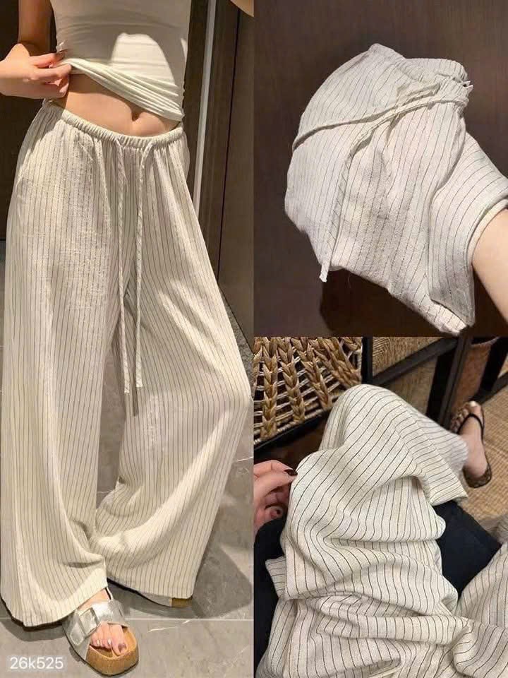HCS(26k525) Quần xuông sọc dáng siêu tôn dáng form rống rộng thời trang cho chị em - XL