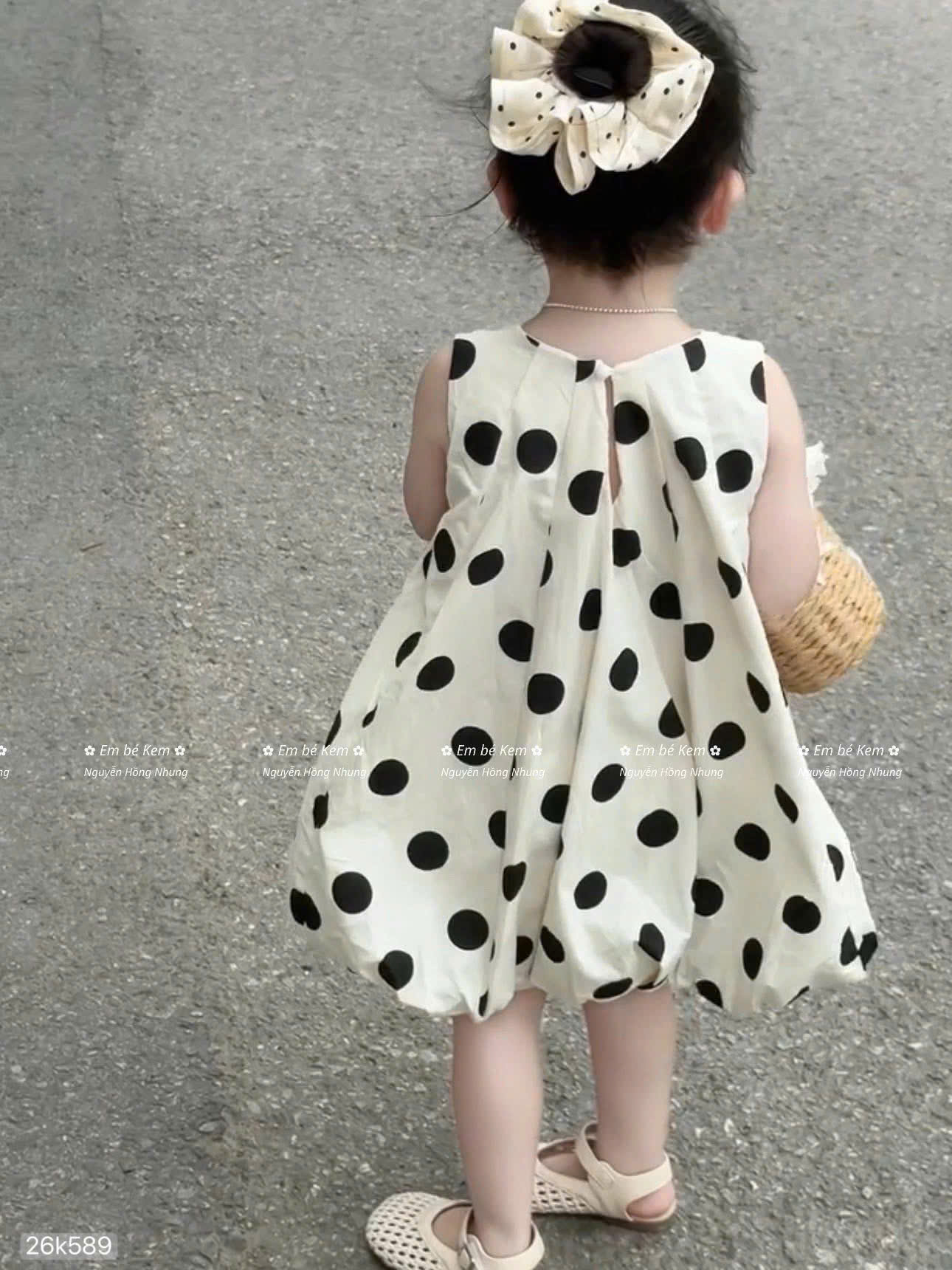 HCS (26k589) Váy chấm bi trắng xòe bồng bềnh cho bé iu