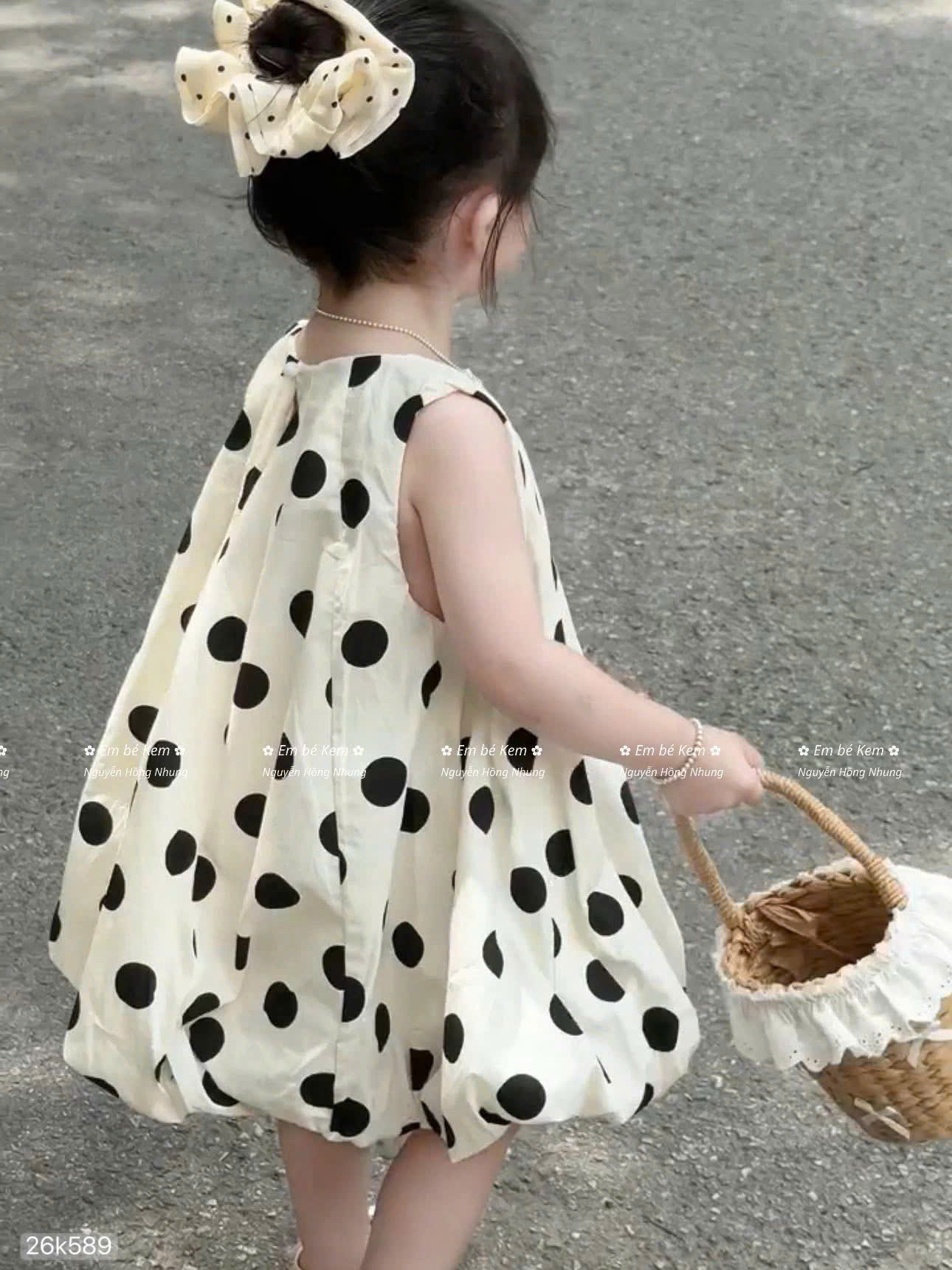 HCS (26k589) Váy chấm bi trắng xòe bồng bềnh cho bé iu