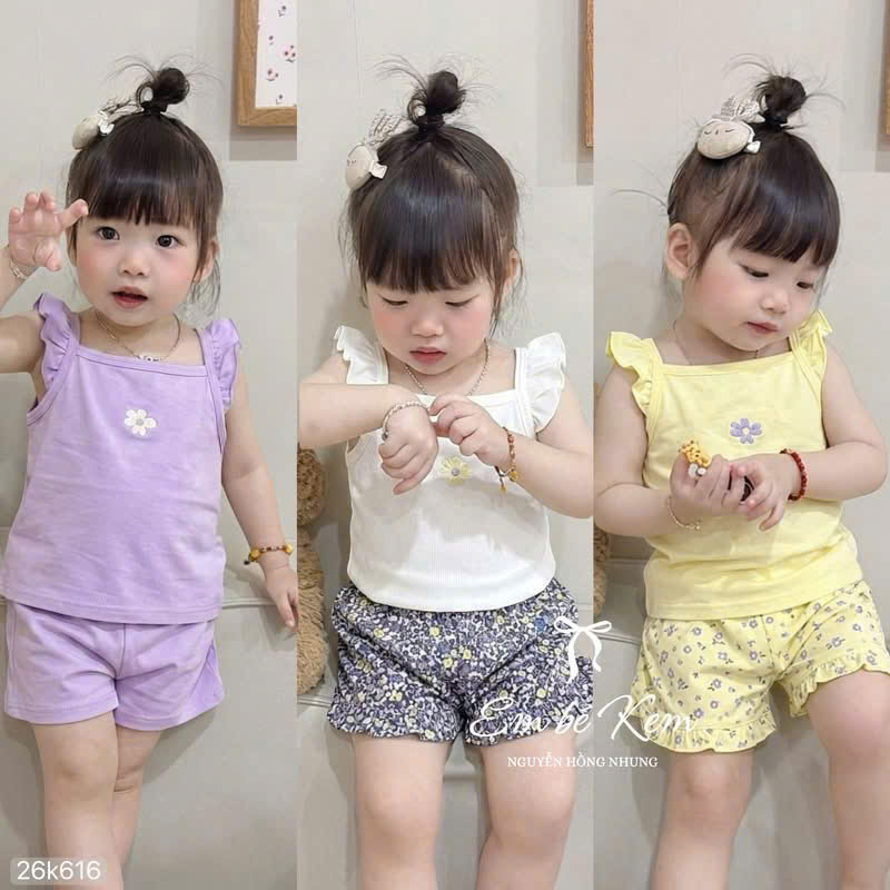 HCS (26k616) Sét 3 bộ tím trắng vàng 2 dây siêu mát cho mùa hè - 110