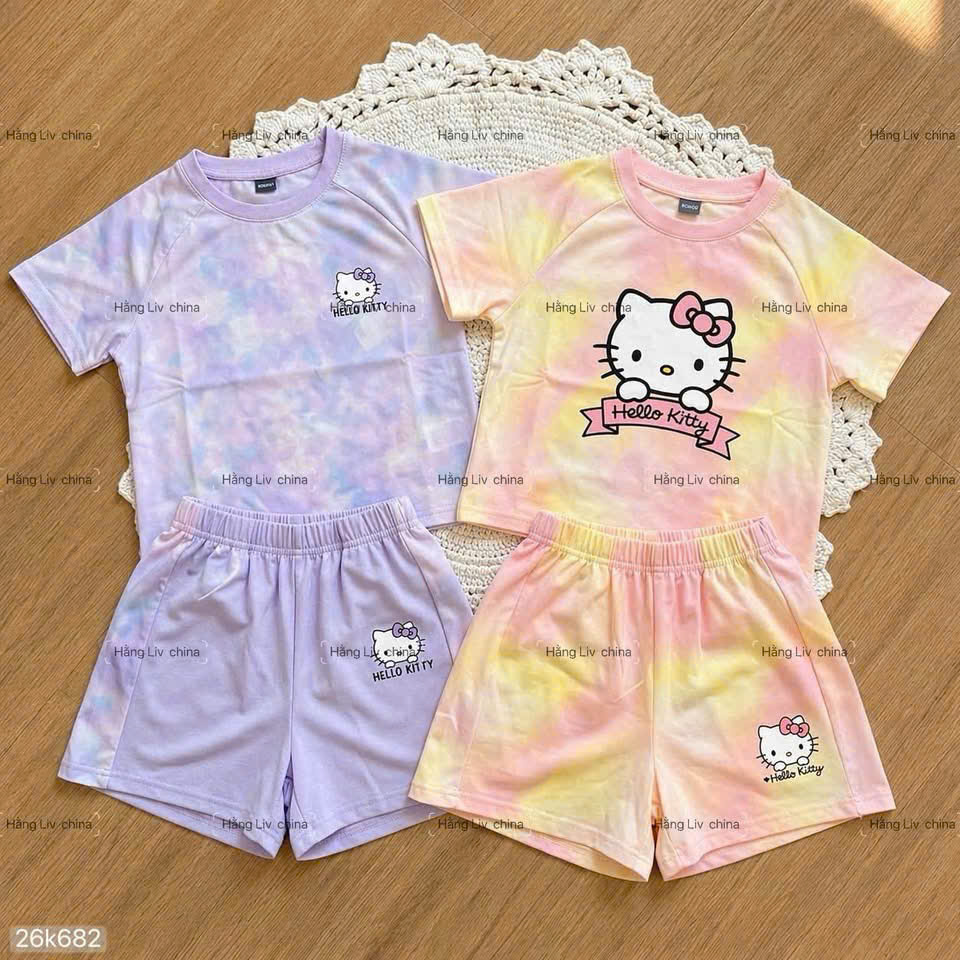 HCS (26k682) Sét bộ hellokitty màu loang cho bé siêu năng động