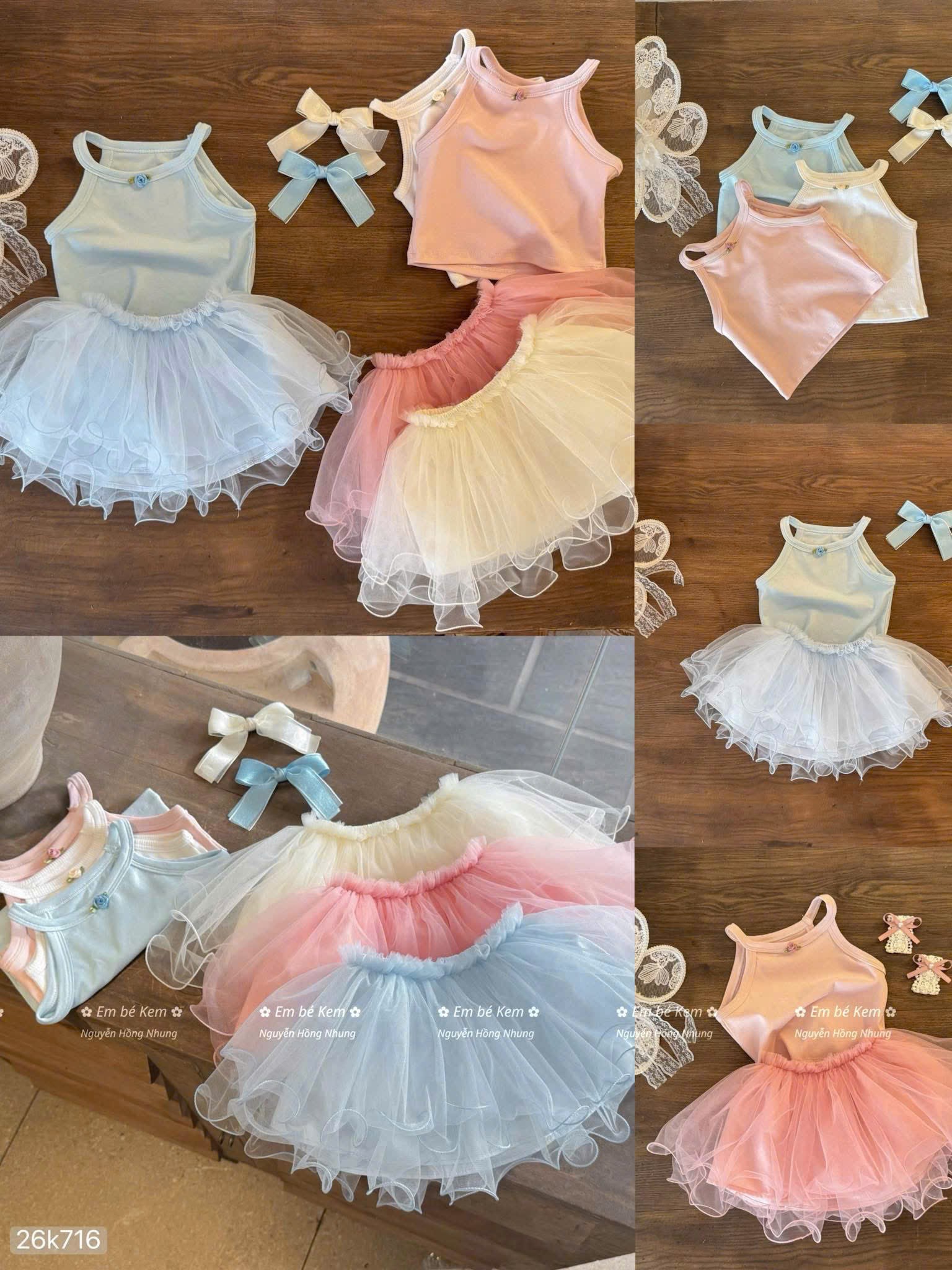 HCS(26k716) Set áo cổ yếm chân váy kèm kẹp tóc nơ cho bé(S-XL) - HỒNG - XL