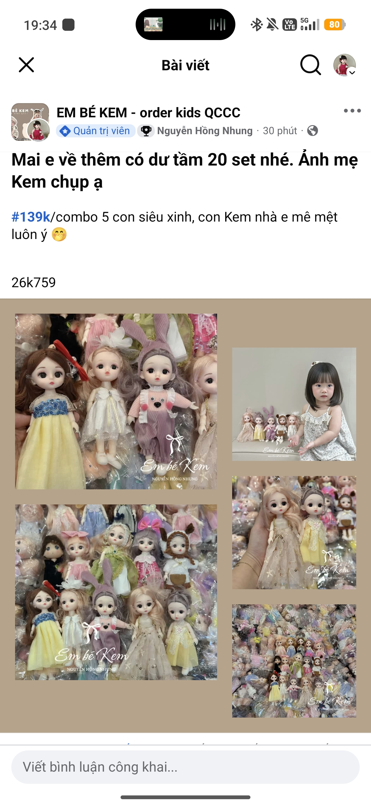 HCS(26k759) Combo 5 búp bê siêu xinh cho bé