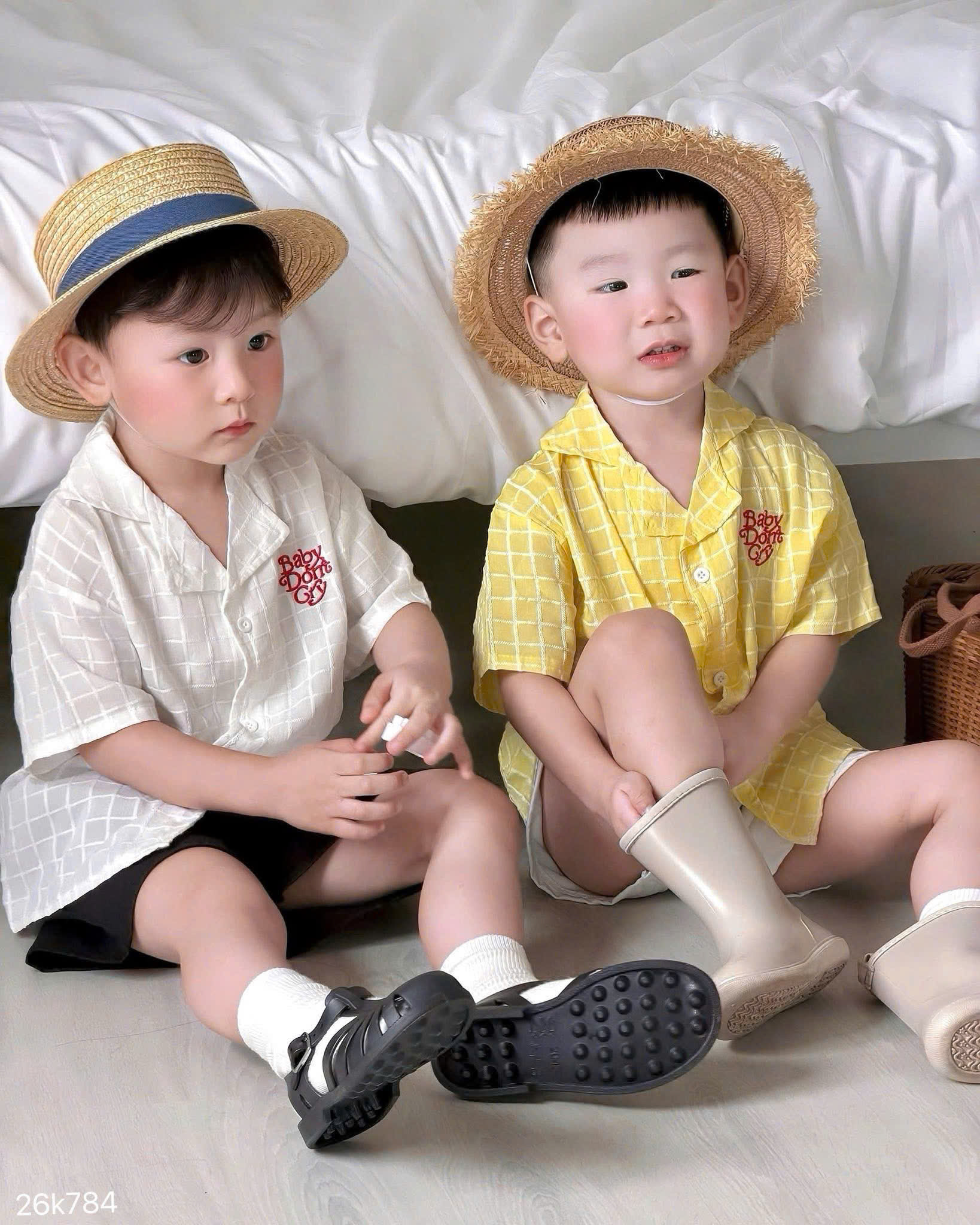 HCS(26k784) Sét bộ áo somi chữ baby dont gry cho bé trai - TRẮNG - 110