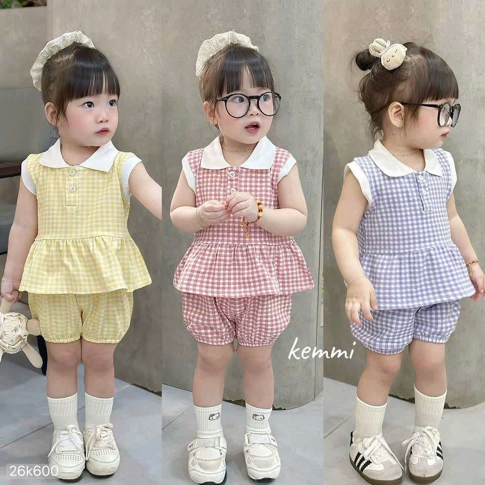 HCS [Kemmi](26K600) Set bộ kẻ sọc phối cổ polo 3 màu cho bé