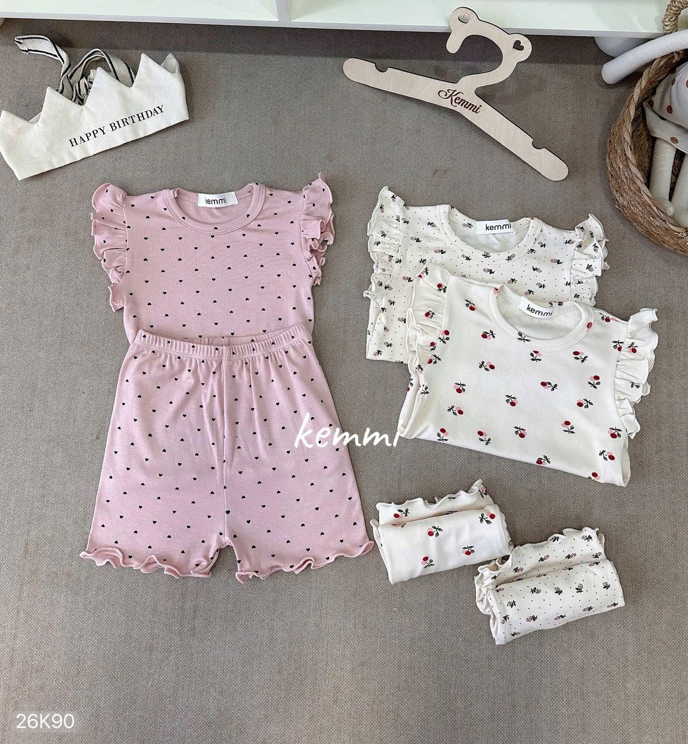 HCS [Kemmi](26K90) Set bộ cánh tiên viền bèo 3 mẫu cho bé siêu xinh (0-6_lẻ 89k)