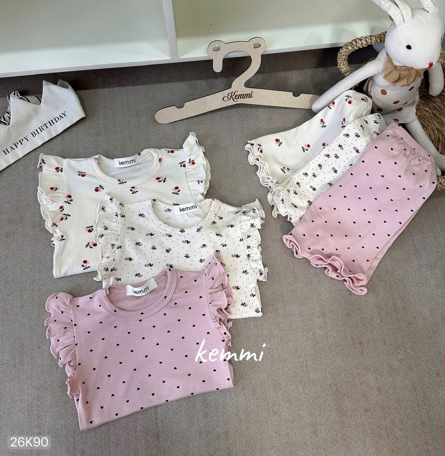 HCS [Kemmi](26K90) Set bộ cánh tiên viền bèo 3 mẫu cho bé siêu xinh (0-6_lẻ 89k)