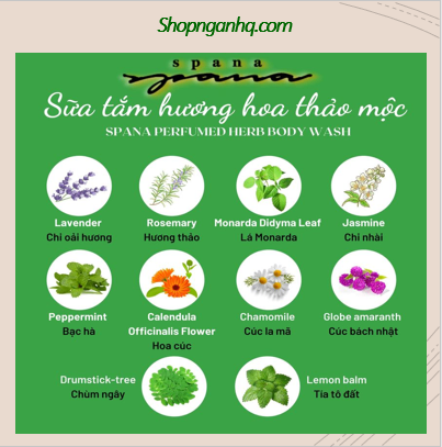 Gel sữa tắm hương hoa thảo mộc Spana Perfumed Herb Body Wash