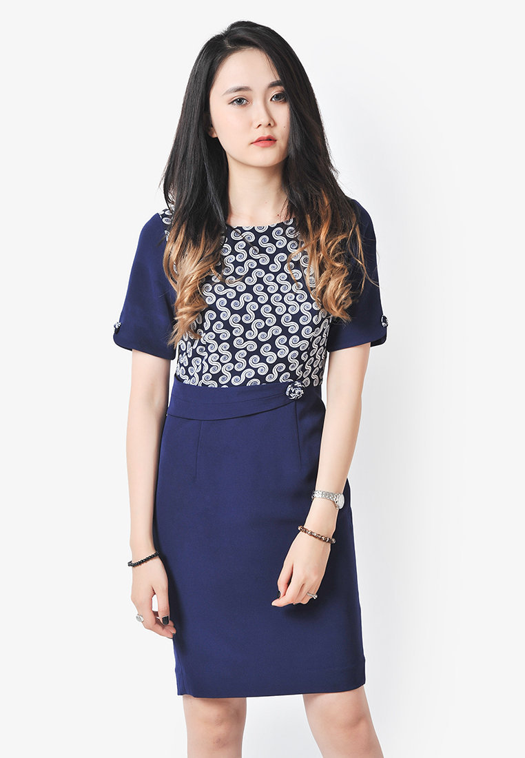 Đầm dài Desigual DRESS NAVY màu xanh Navy - 18SWVKB45000 | Moriitalia