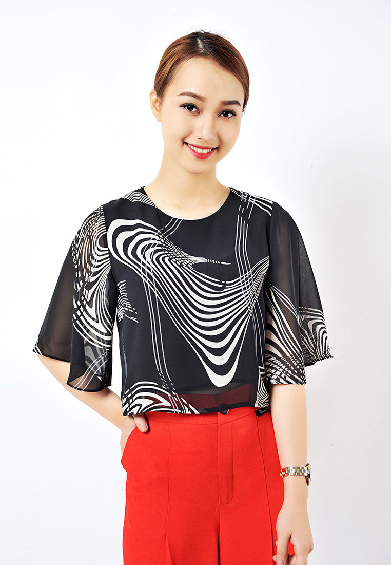 Sơ mi croptop tay cánh tiên - Khác - S
