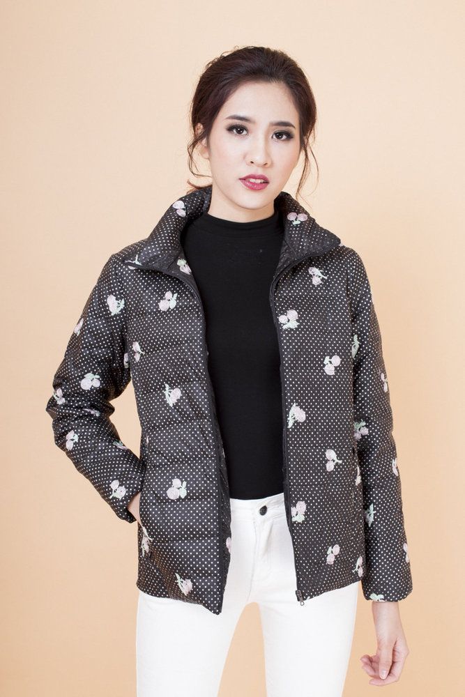 Áo phao lông vũ thêu hình - Floral - M