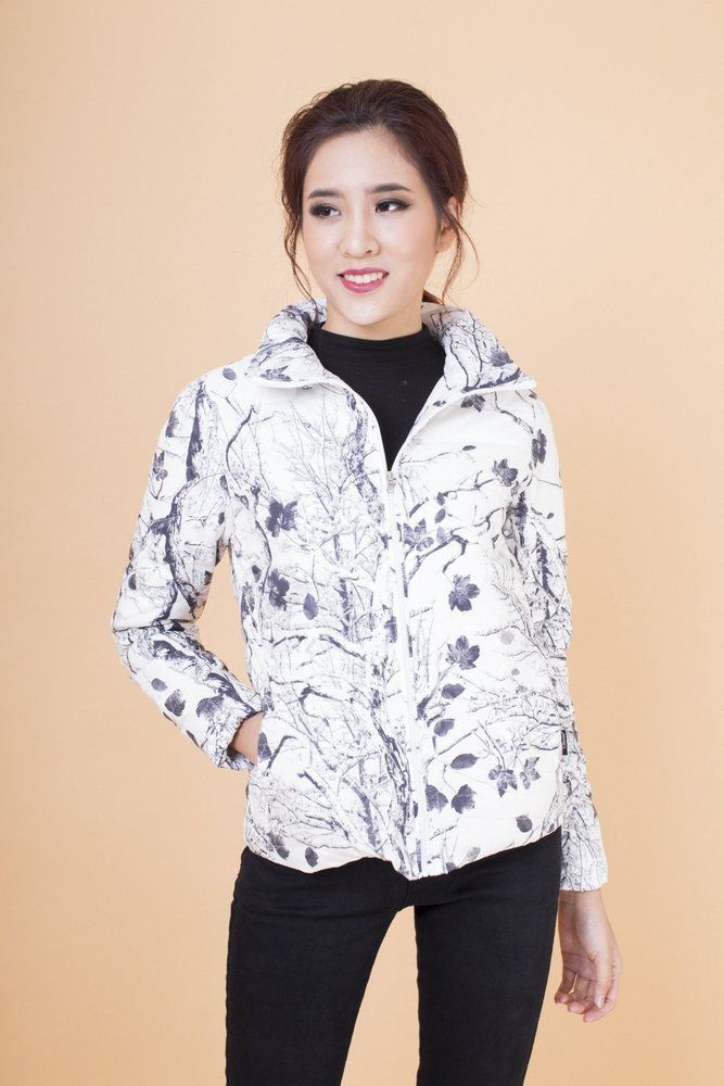 Áo phao lông vũ trần chỉ - Trắng - S